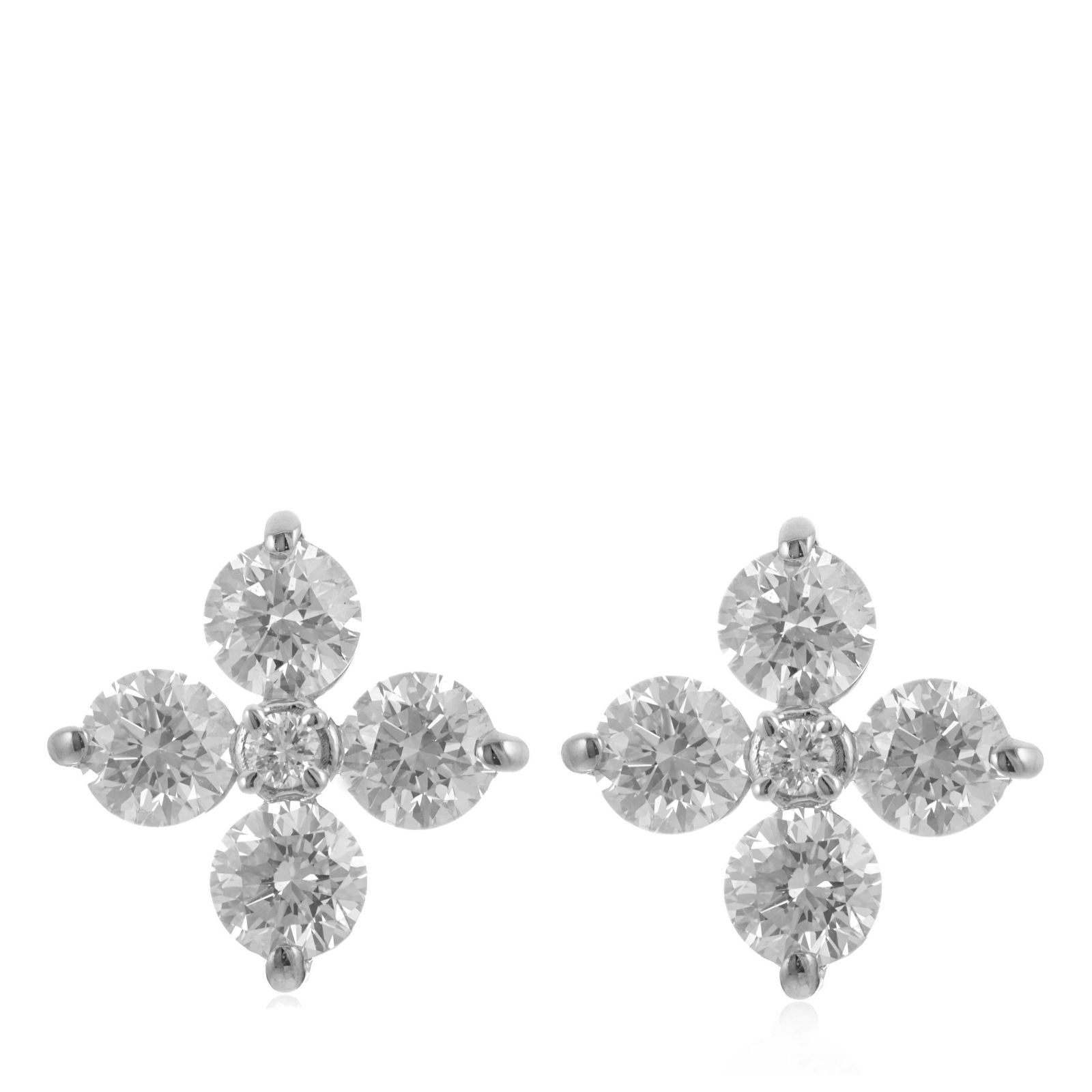 Fire Light 1.1ct Lab Grown Diamond Cluster Flower Stud Earrings 9ct Gold