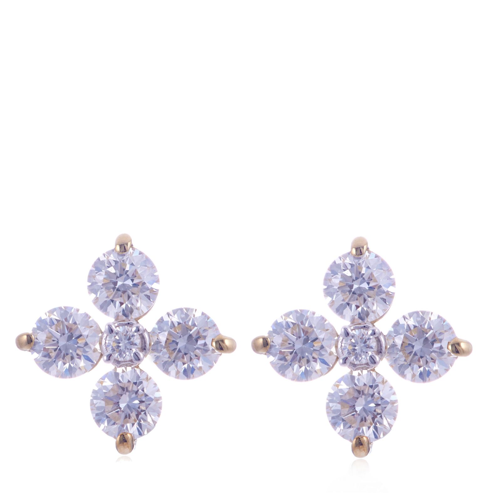 Fire Light 1.1ct Lab Grown Diamond Cluster Flower Stud Earrings 9ct Gold