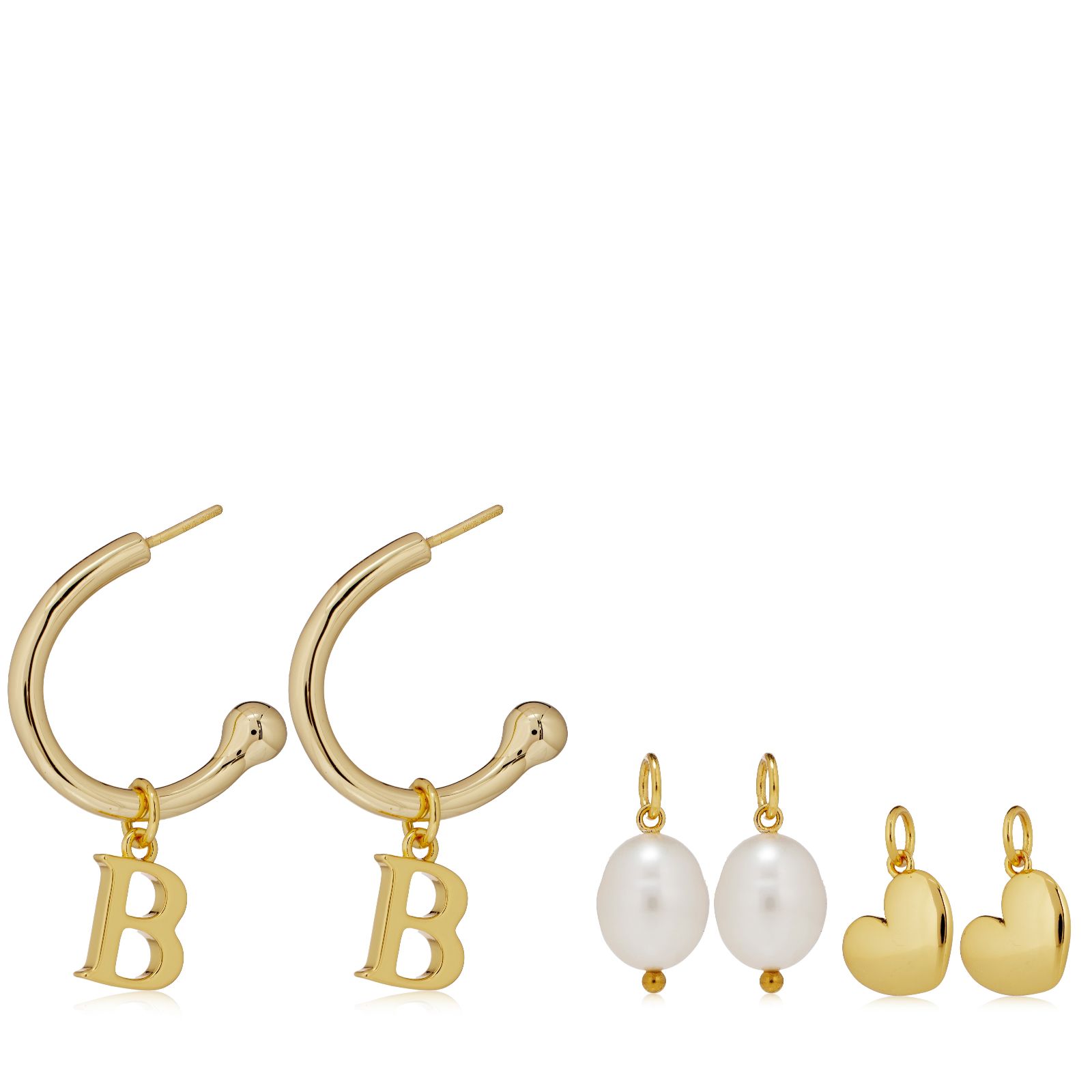 Lara Pearl Interchangeable Hoop Initial Earrings