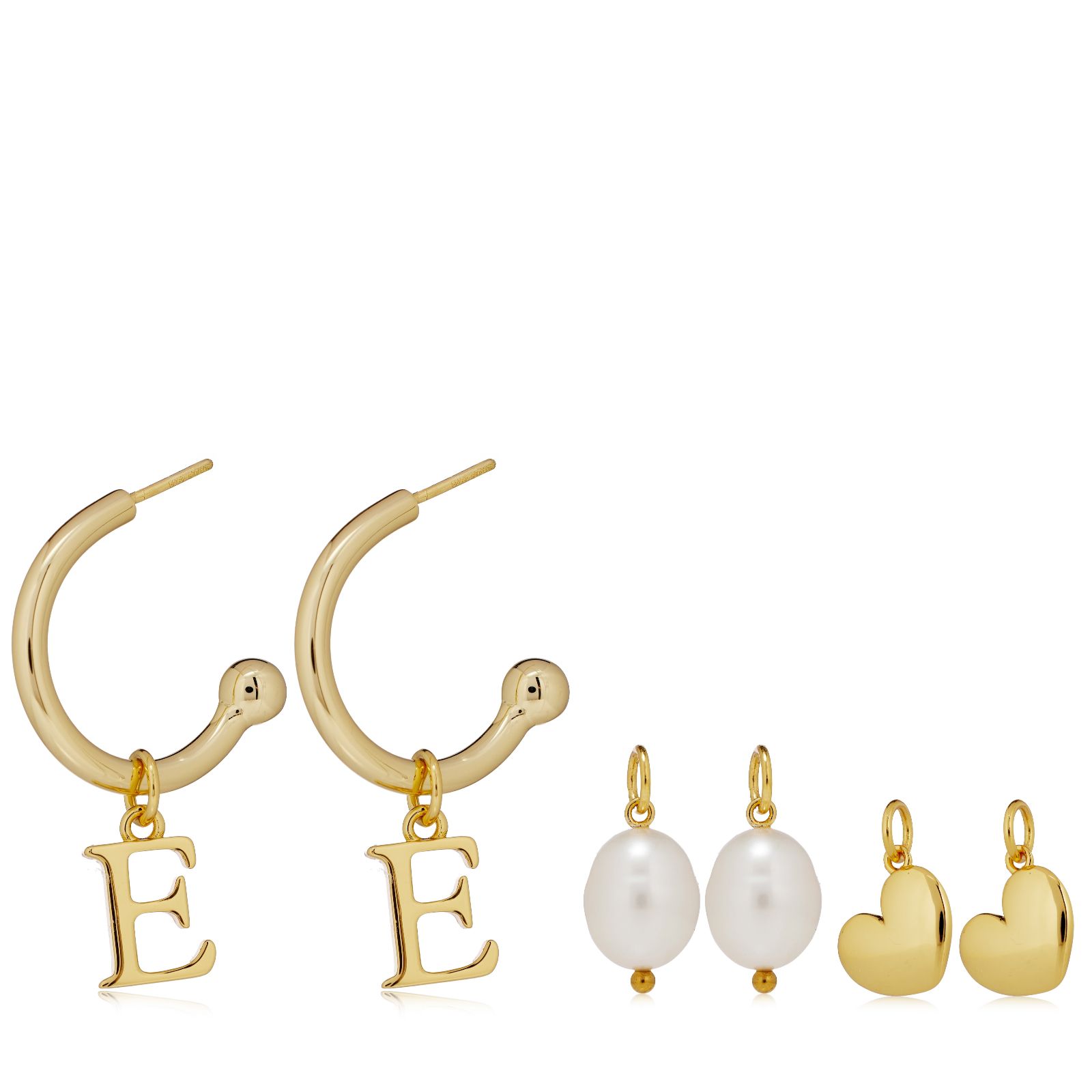 Lara Pearl Interchangeable Hoop Initial Earrings