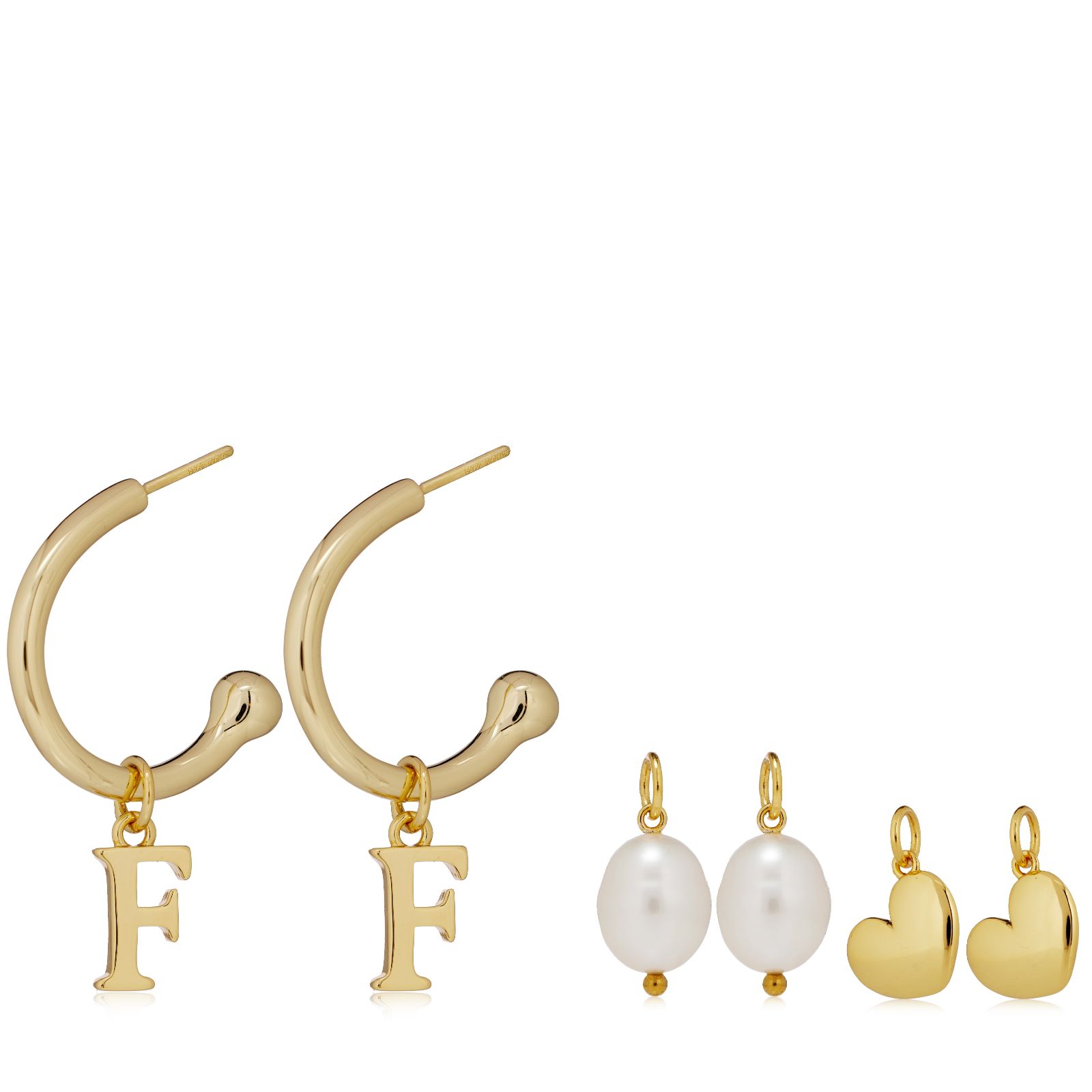 Lara Pearl Interchangeable Hoop Initial Earrings