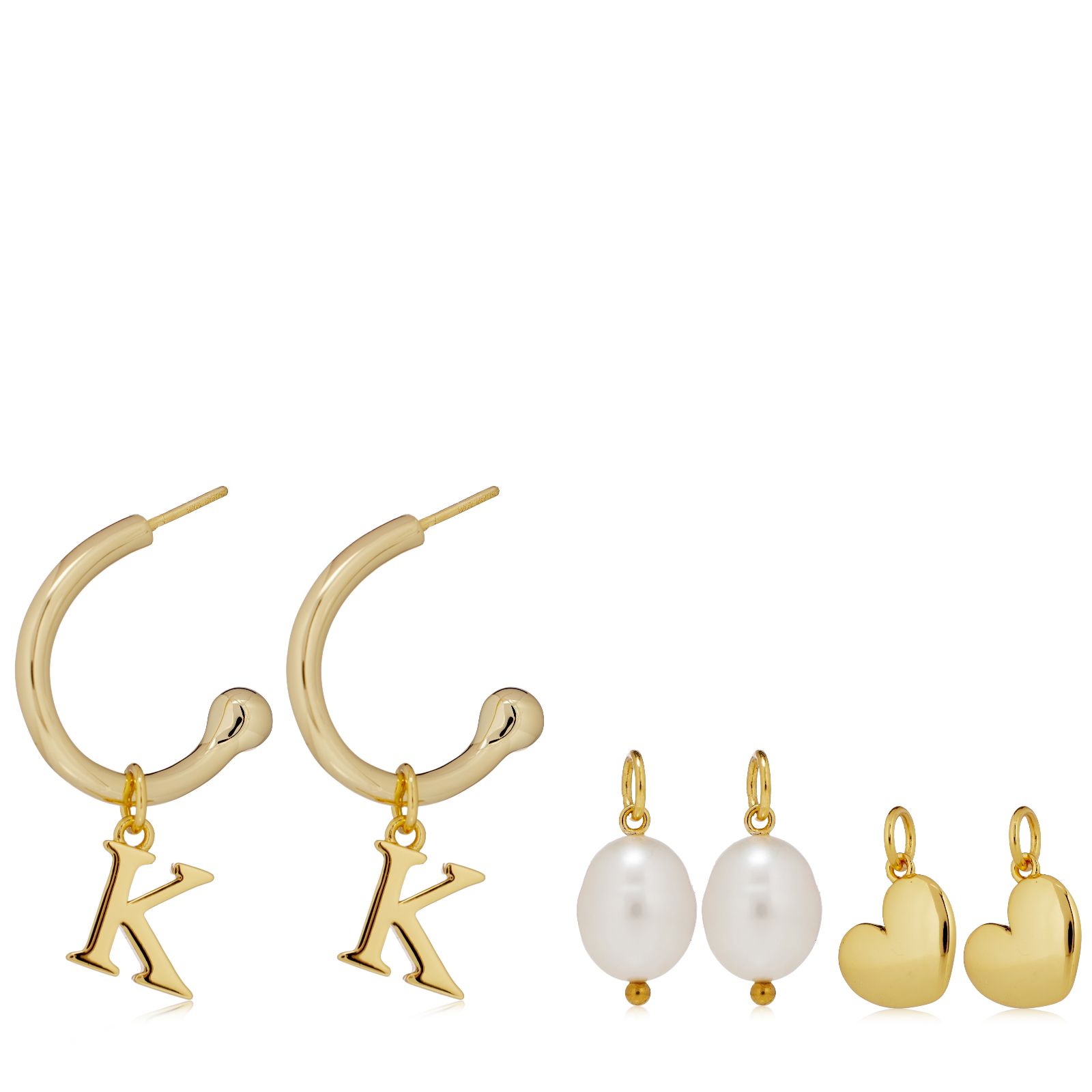 Lara Pearl Interchangeable Hoop Initial Earrings