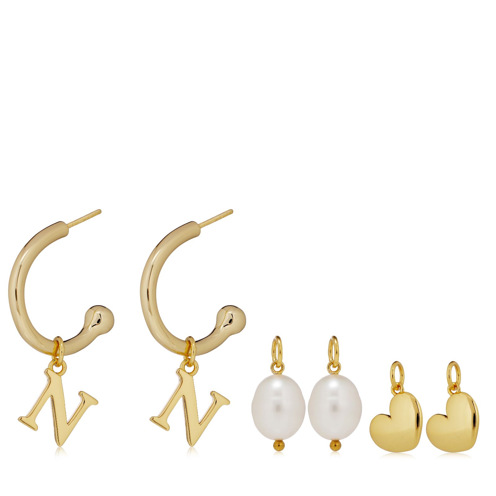 Lara Pearl Interchangeable Hoop Initial Earrings