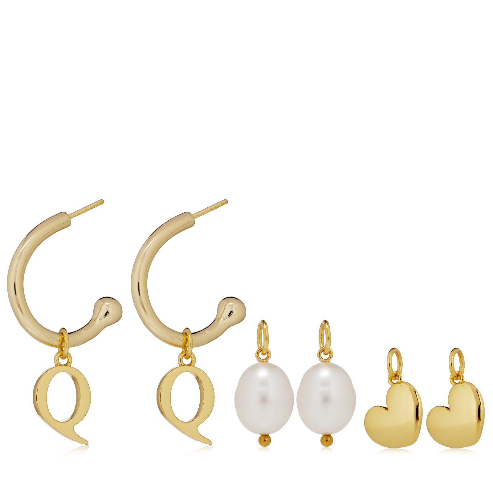 Lara Pearl Interchangeable Hoop Initial Earrings