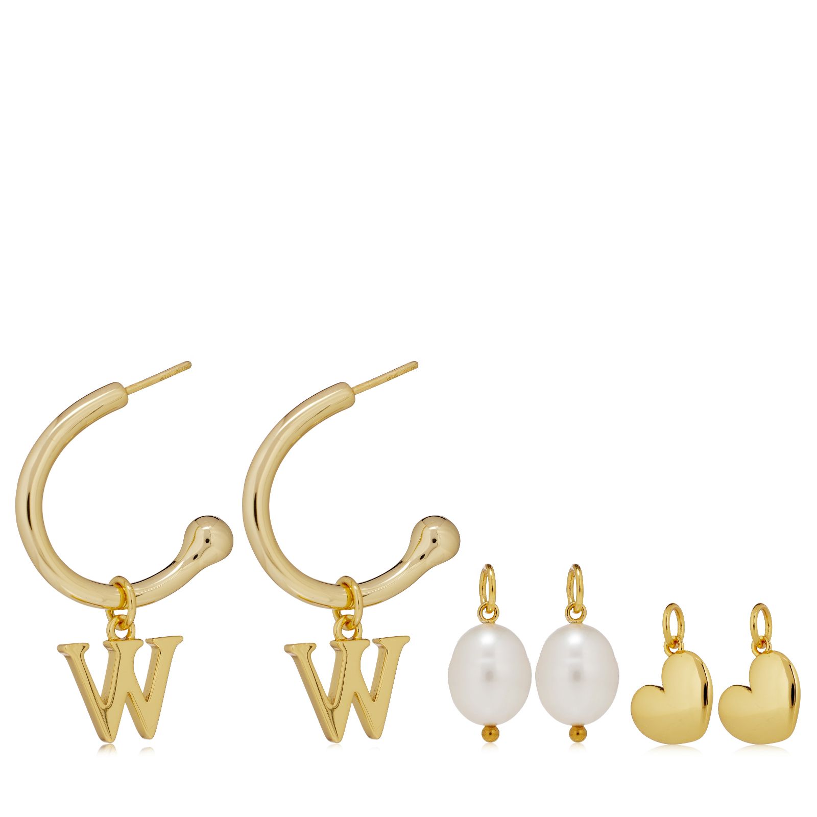 Lara Pearl Interchangeable Hoop Initial Earrings
