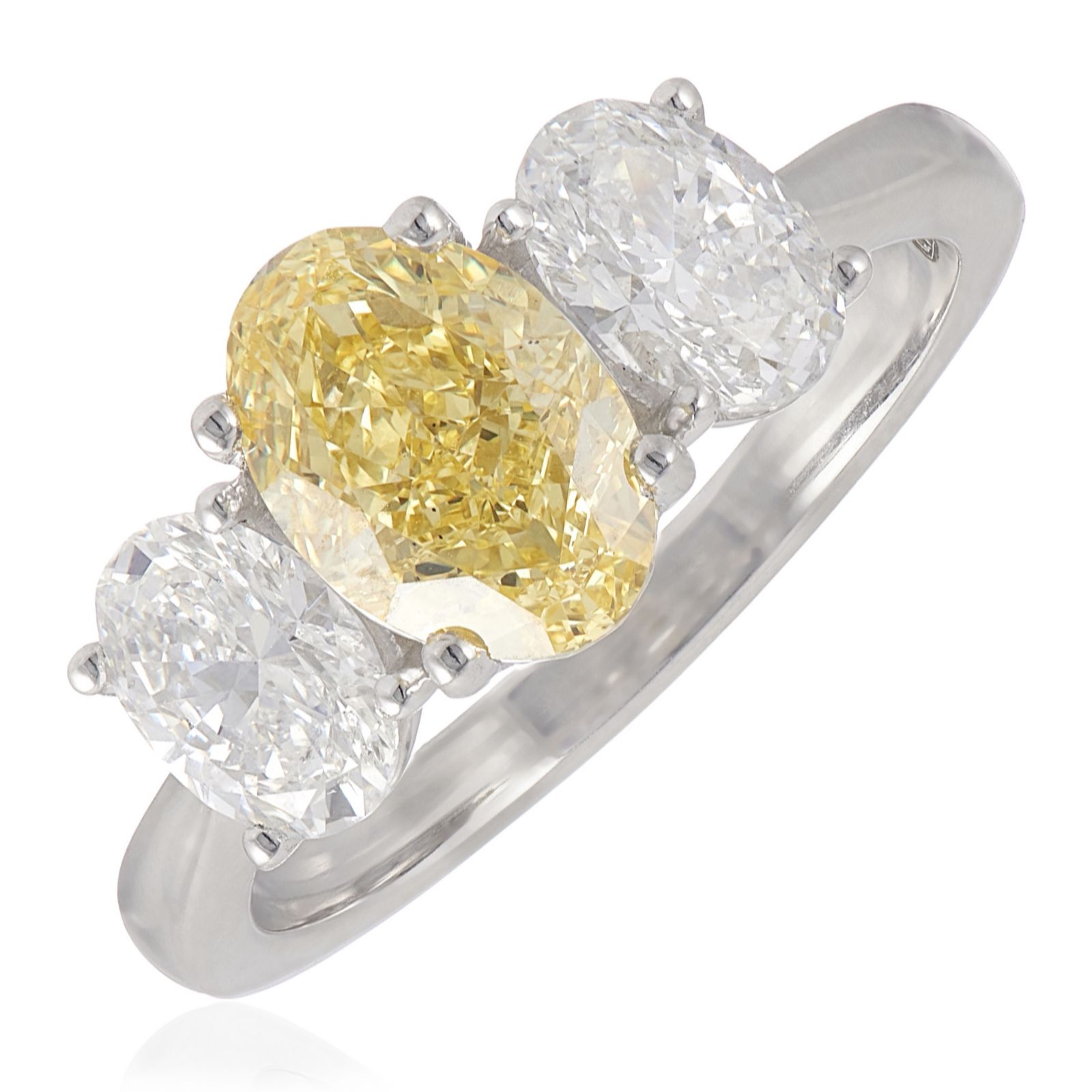 Fire Light 2.5ct Lab Grown Yellow Diamond Oval Trilogy Ring Platinum