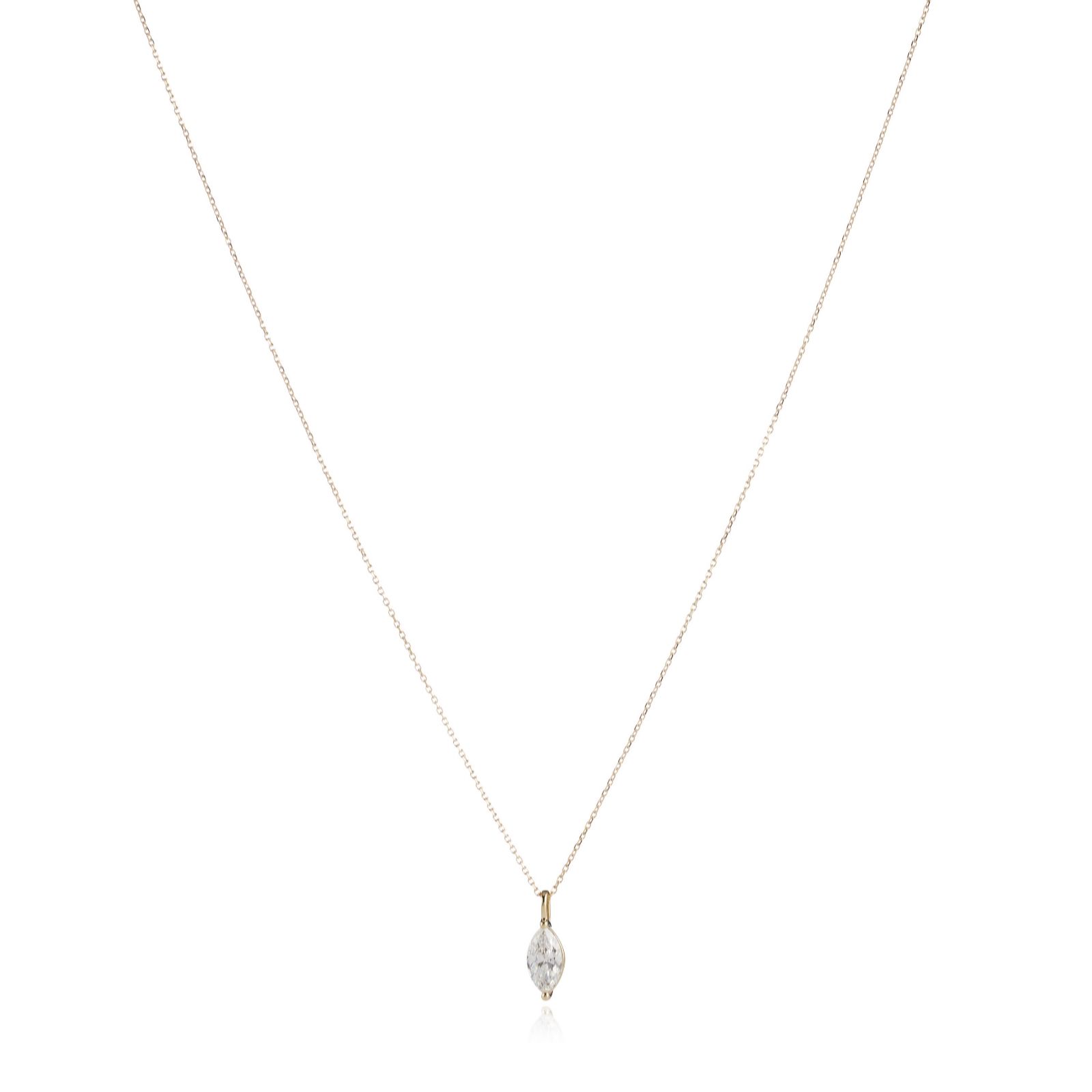 Fire Light 1ct Lab Grown Diamond Marquise Cut Pendant & Chain 9ct Gold