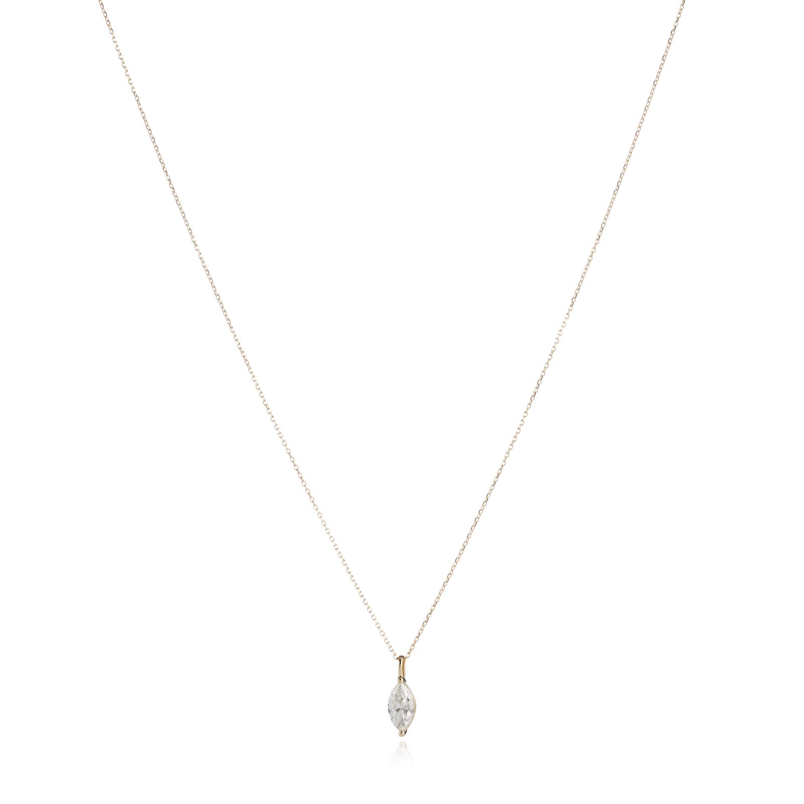 Fire Light 1ct Lab Grown Diamond Marquise Cut Pendant & Chain 9ct Gold