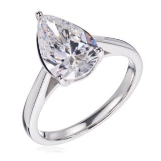 Fire Light 3ct Lab Grown Diamond Pear Cut Solitaire Ring Platinum