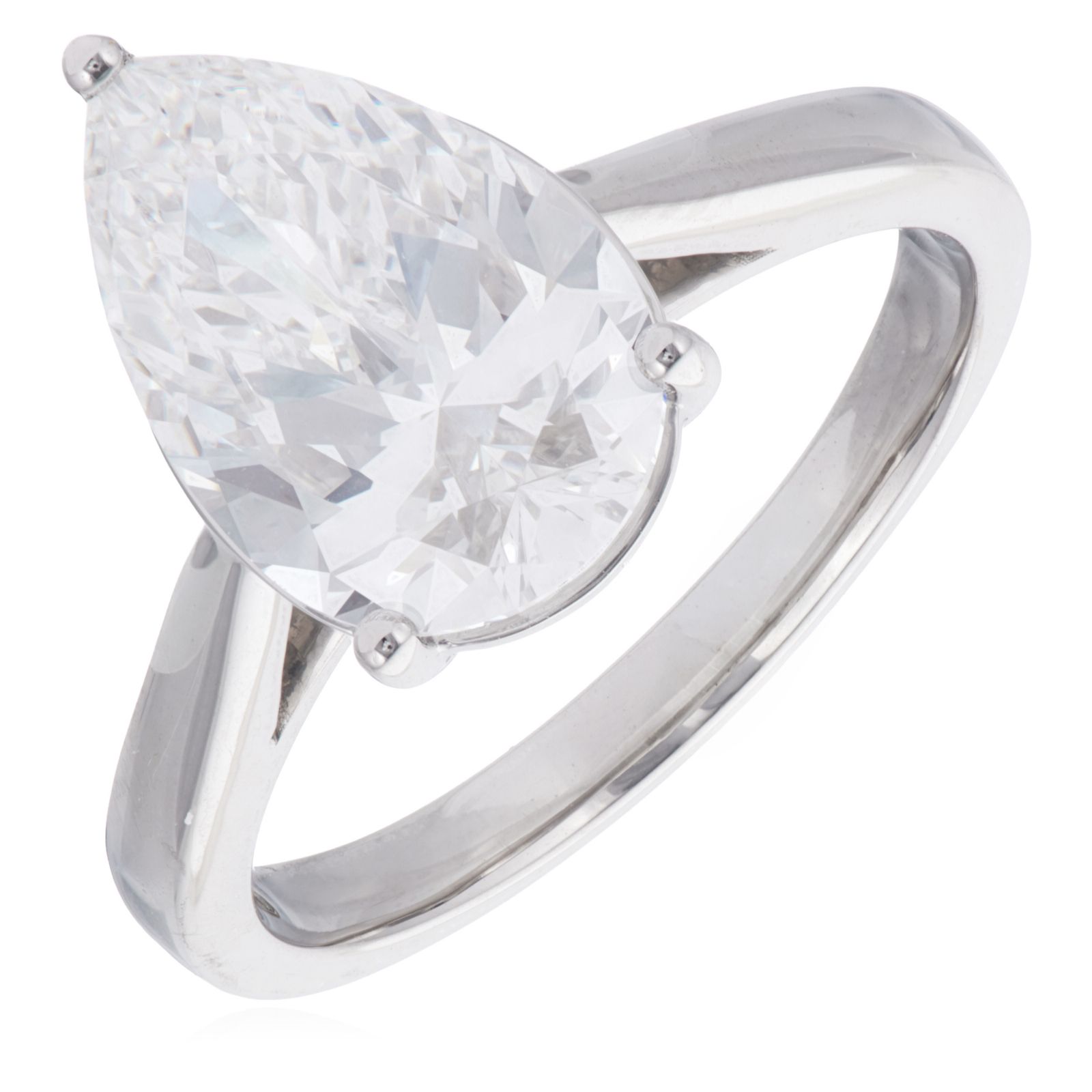 Fire Light 3ct Lab Grown Diamond Pear Cut Solitaire Ring Platinum