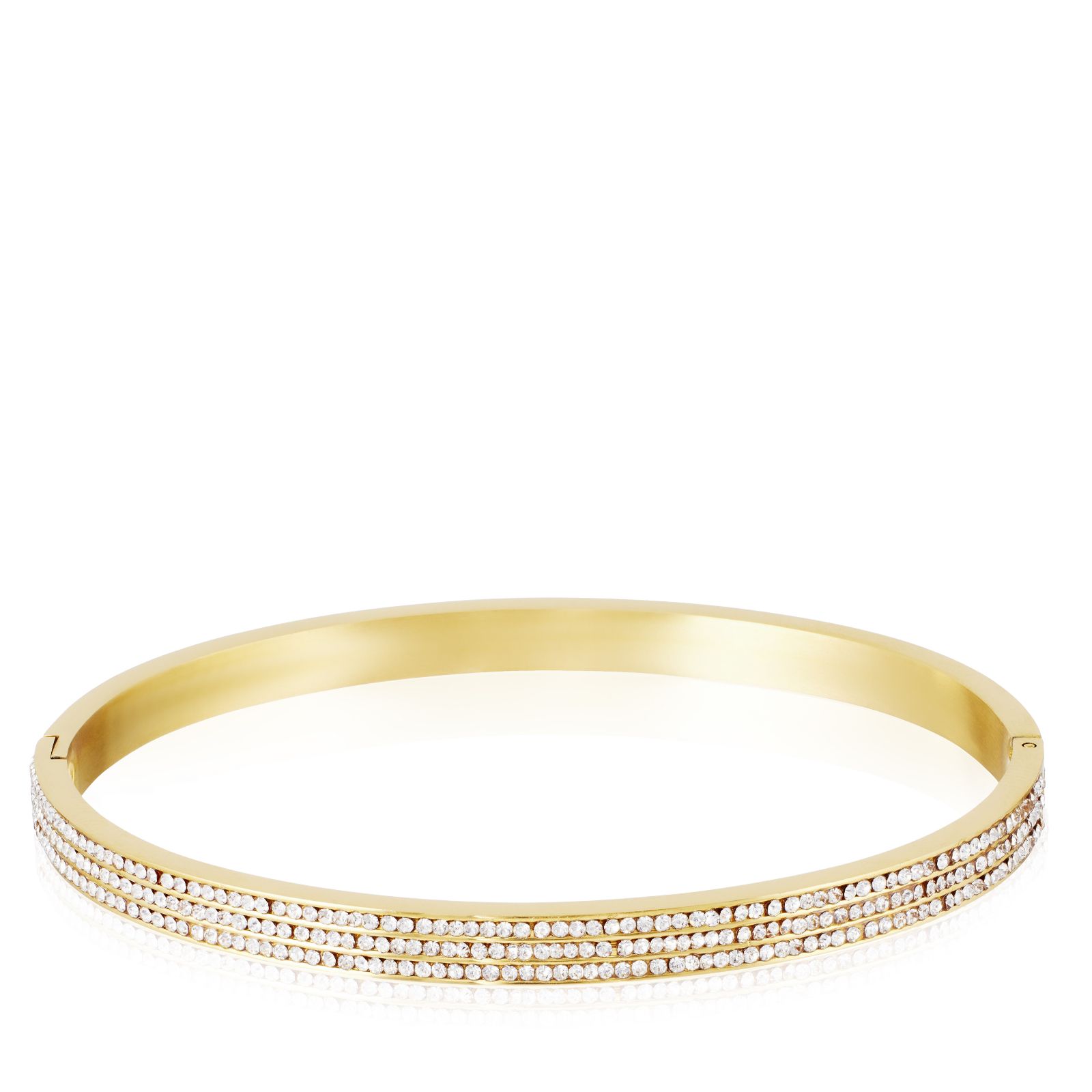 Steel by Diamonique 3 Row Pave Bangle Stainless Steel