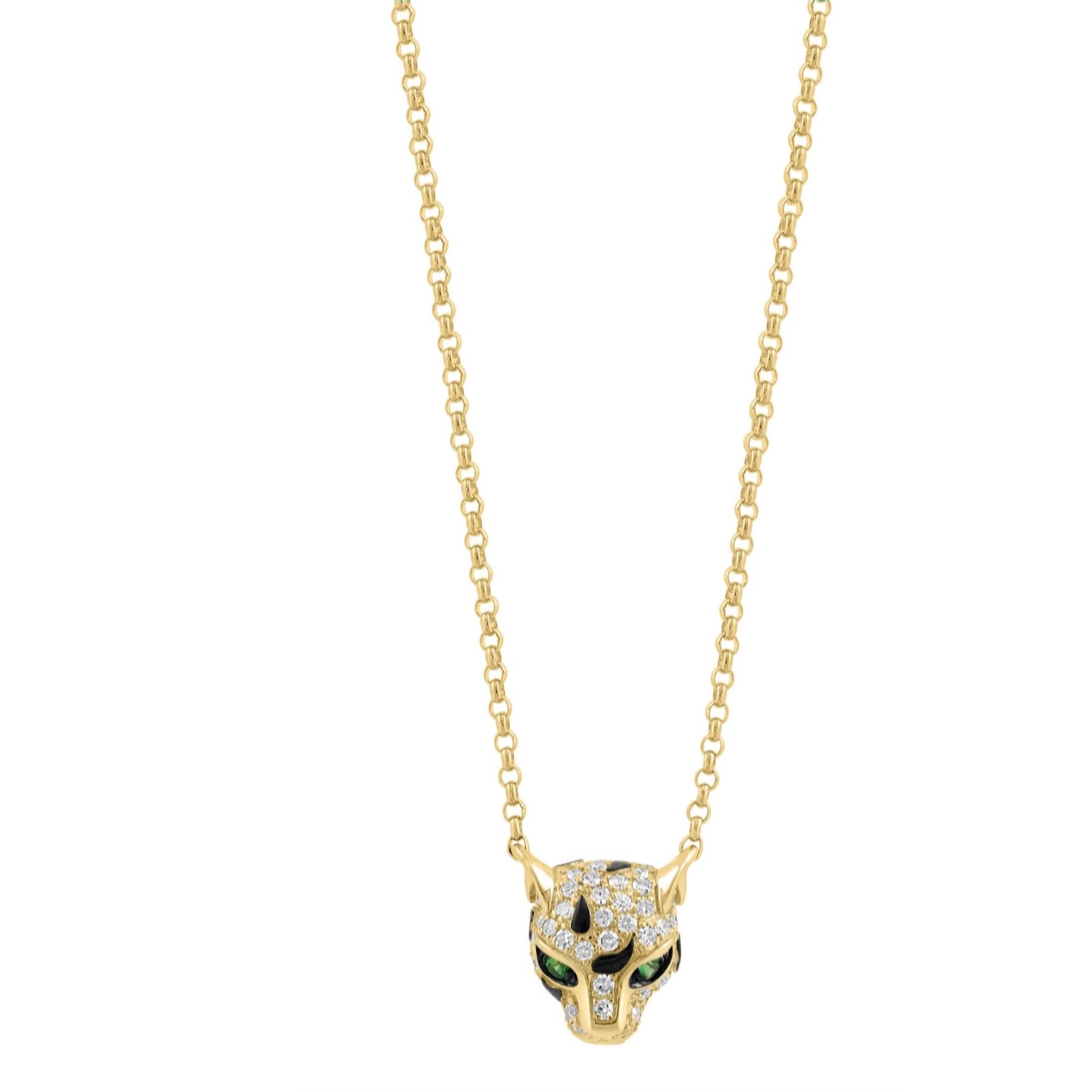 Effy Signature 0.12ct Diamond & 0.02ct Tsavorite Panther Pendant & Chain