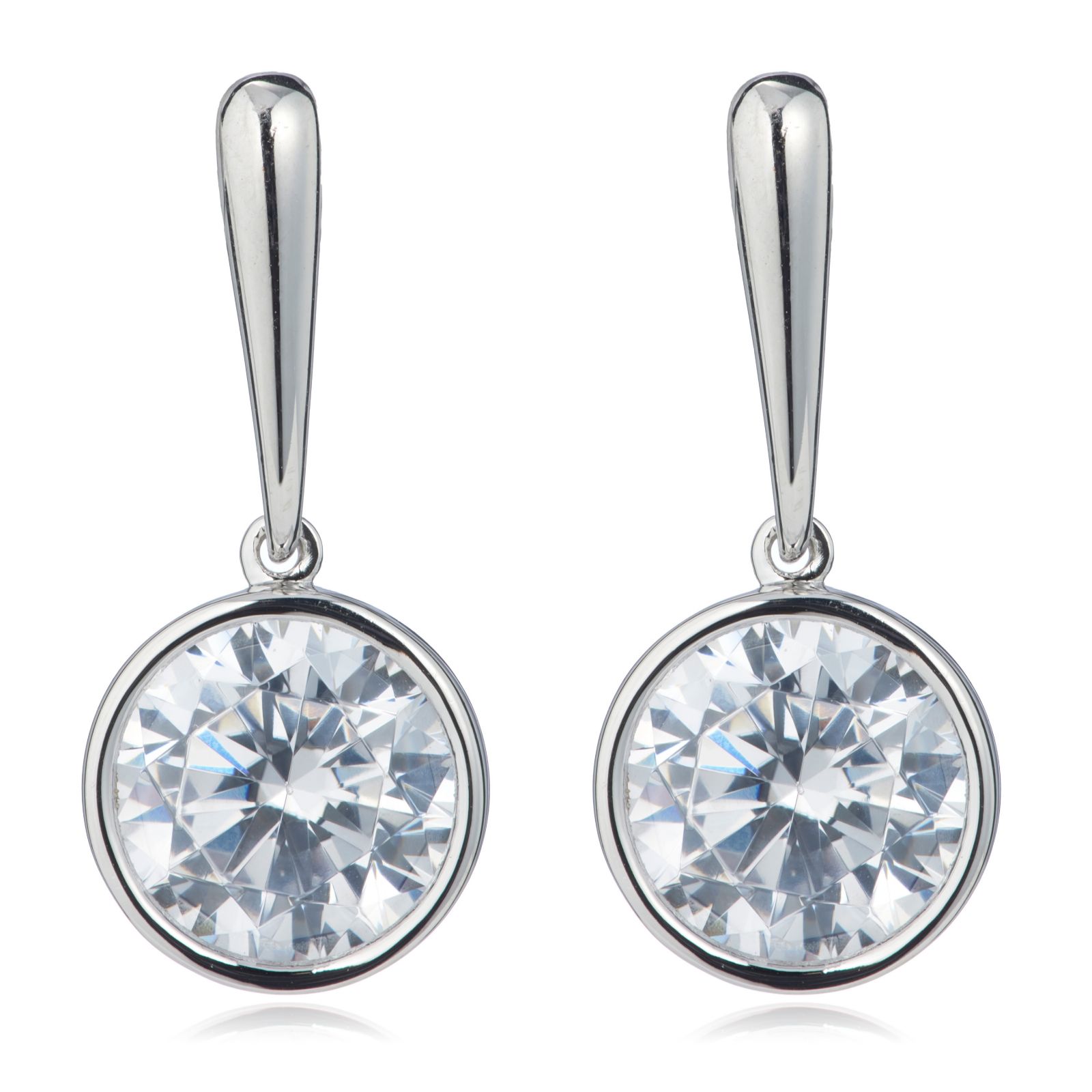 Diamonique 4ct tw Bezel Set Drop Earrings Sterling Silver