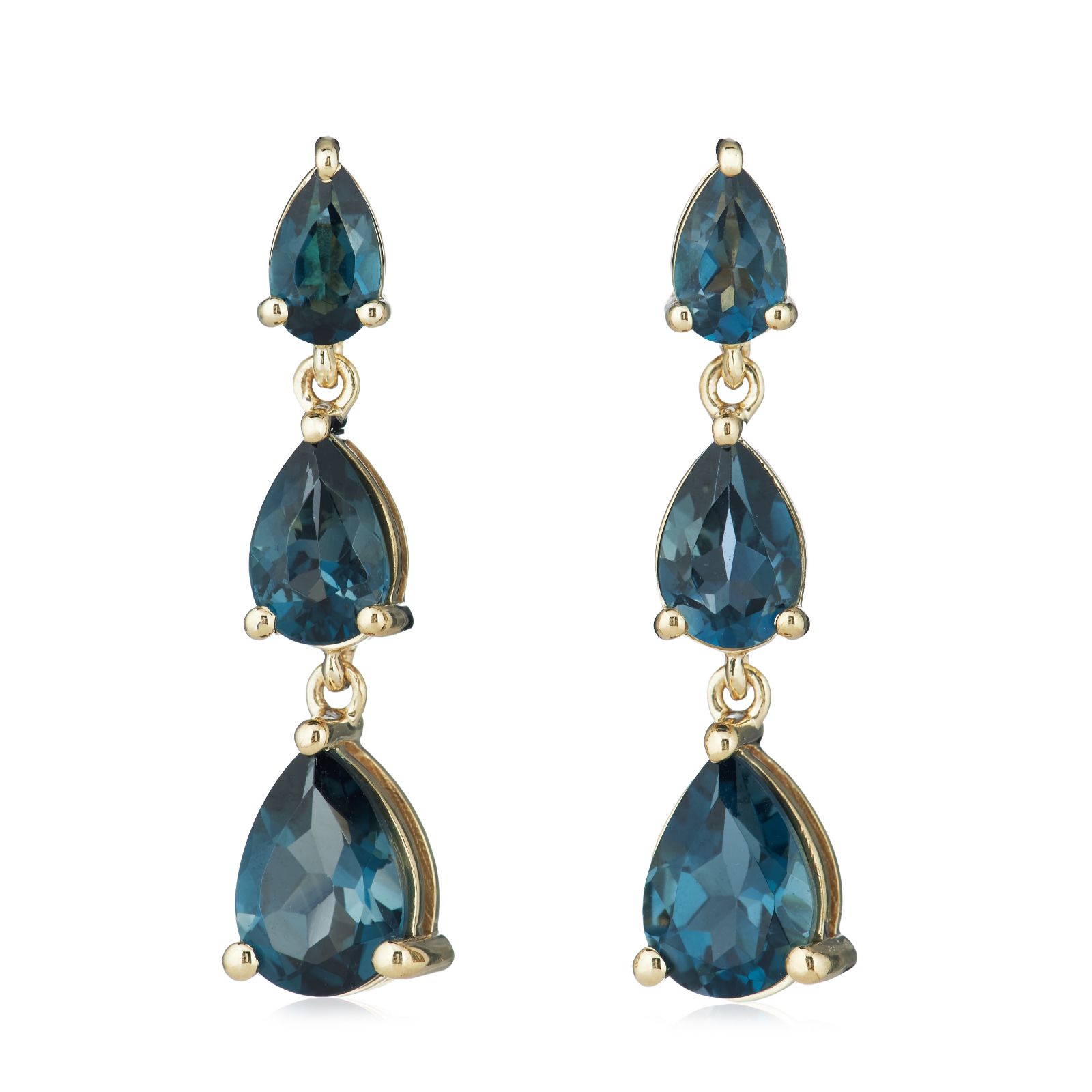 2.60ct Semi Precious Gemstone Pear Cut Drop Earrings 9ct Gold