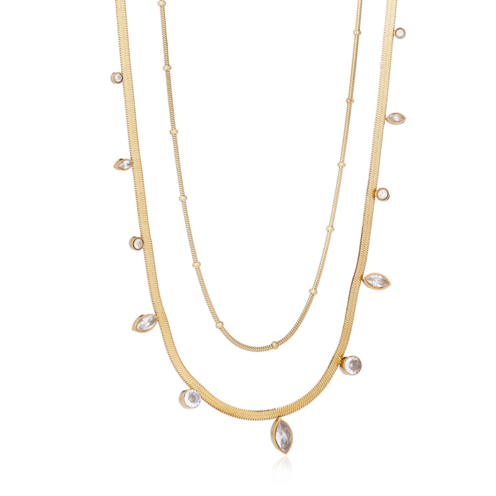 Steel by Diamonique Layered Drop Necklace