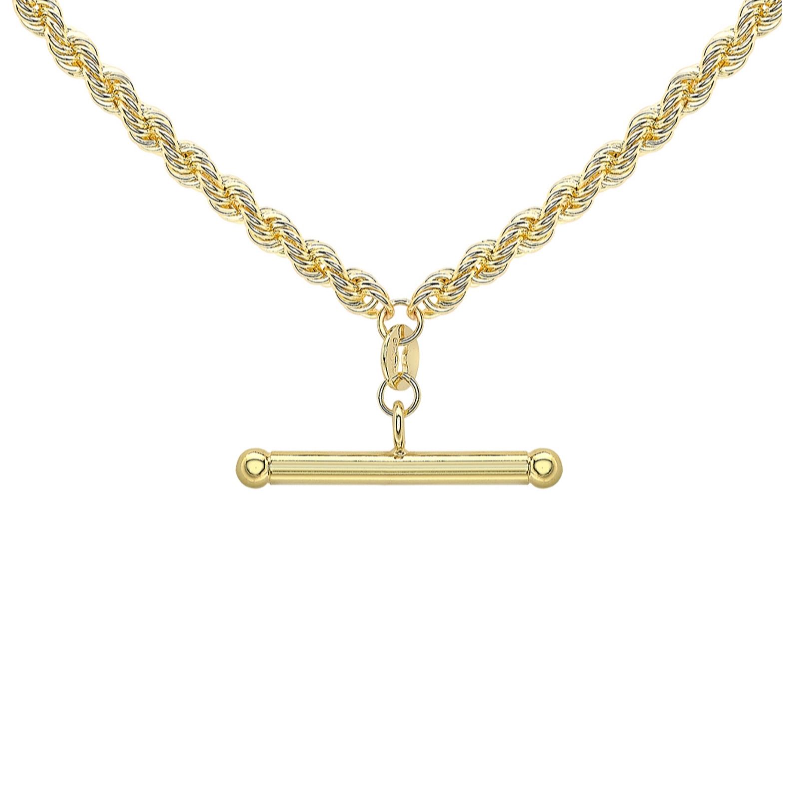 GOLD 9ct Gold Hollow Rope Albert Necklace