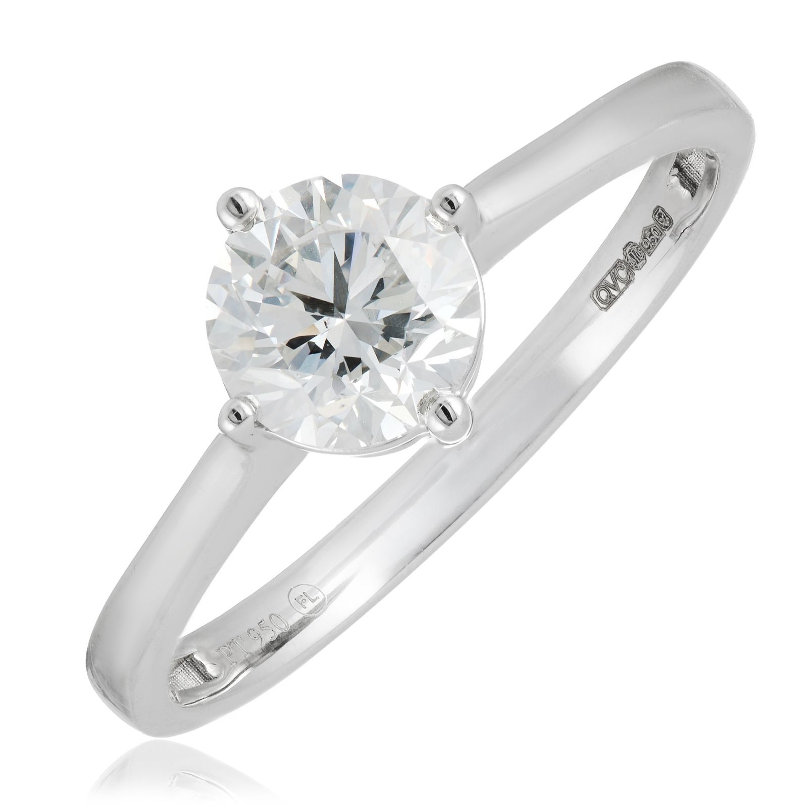 Fire Light 1ct Lab Grown Diamond Offset Claw Solitaire Ring Platinum
