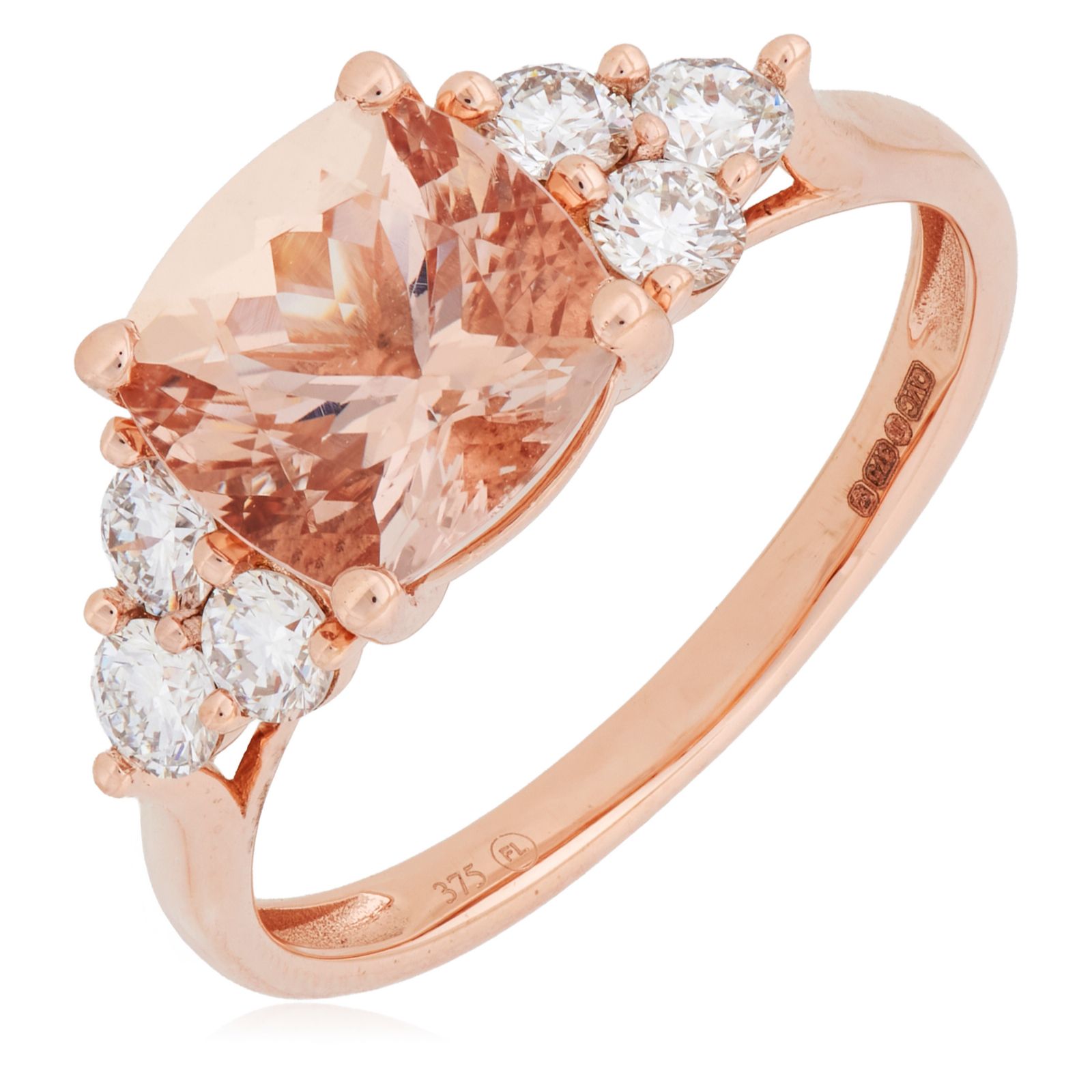 Fire Light 0.5ct Lab Grown Diamond & 1.6ct Morganite Ring 9ct Gold