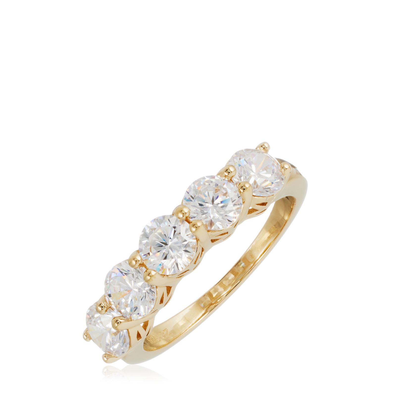 Diamonique 2.5ct tw 5 Stone Ring Sterling Silver