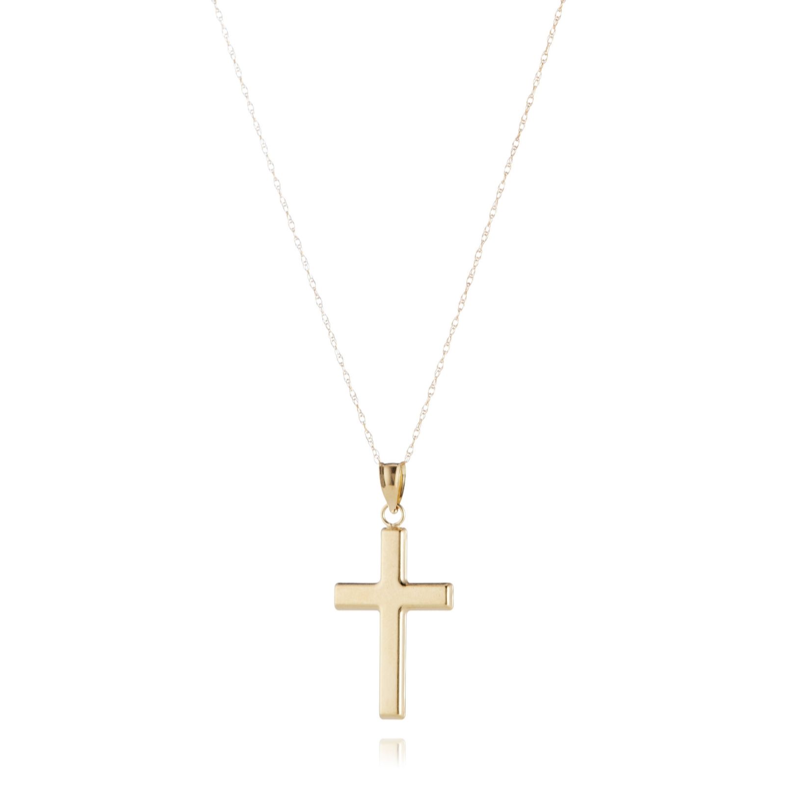 GOLD 9ct Yellow Gold Prince of Wales Cross Pendant & 46cm Chain 0.9g ...