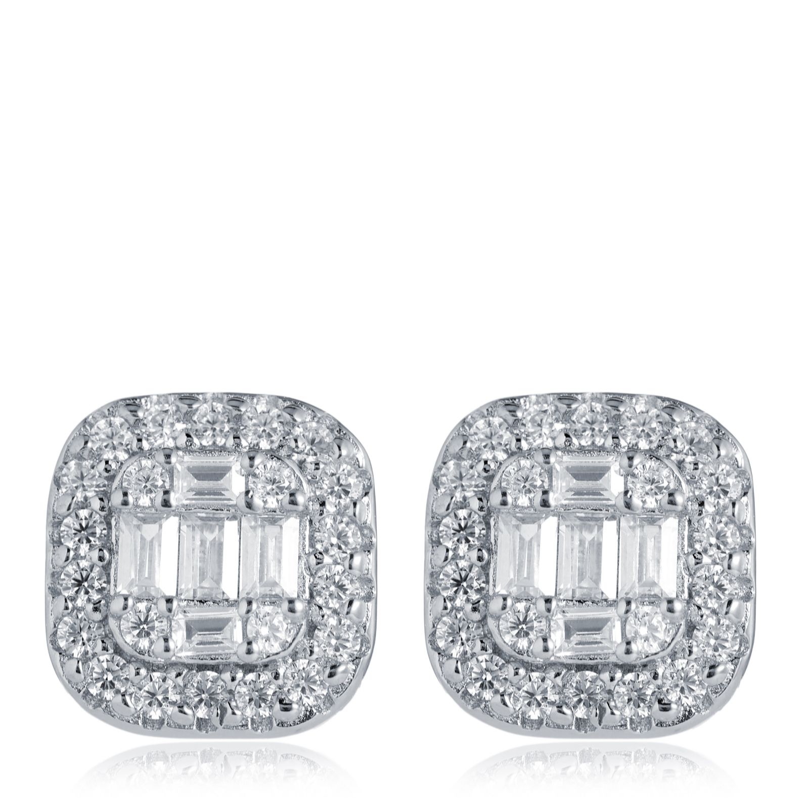 Diamonique 0.72ct tw Octagonal Stud Earrings Sterling Silver