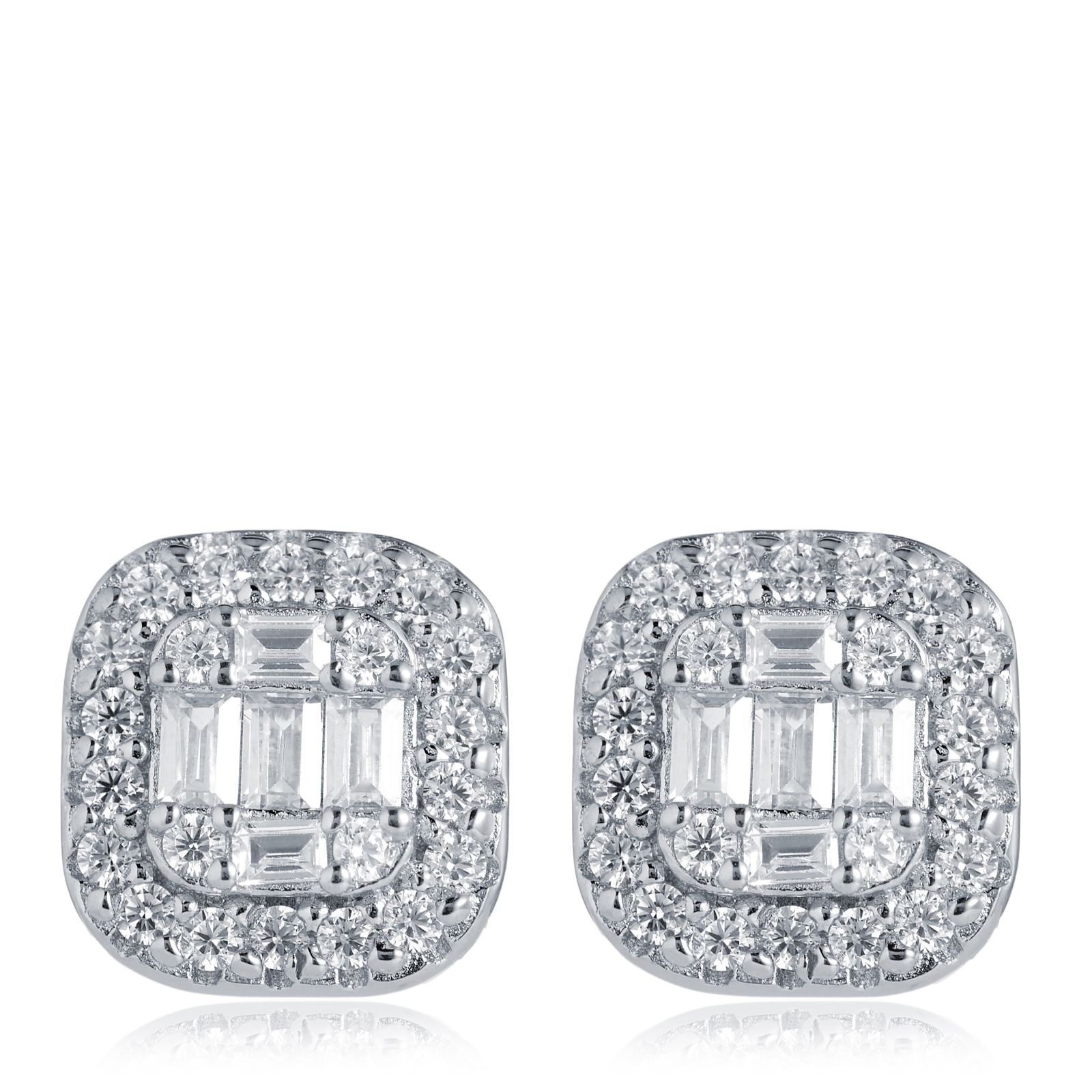 Diamonique 0.72ct tw Octagonal Stud Earrings Sterling Silver
