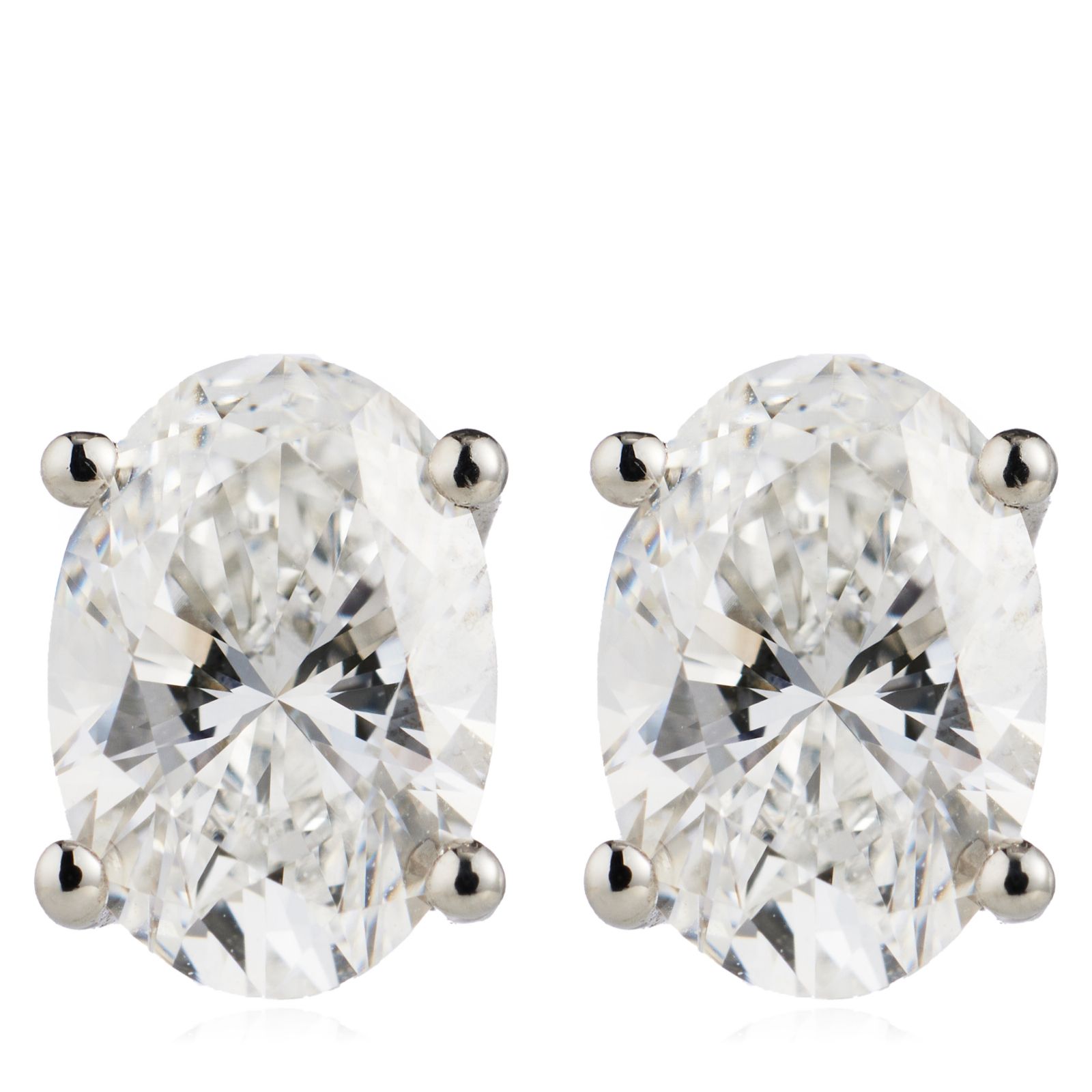 Fire Light 2ct Lab Grown Diamond Oval Stud Earrings Platinum