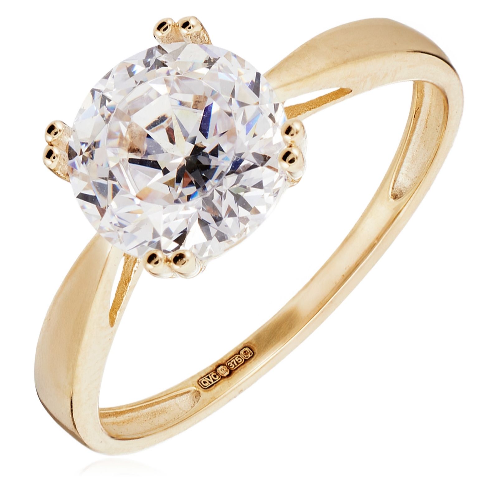 Diamonique 2ct tw Solitare 9ct Gold Ring