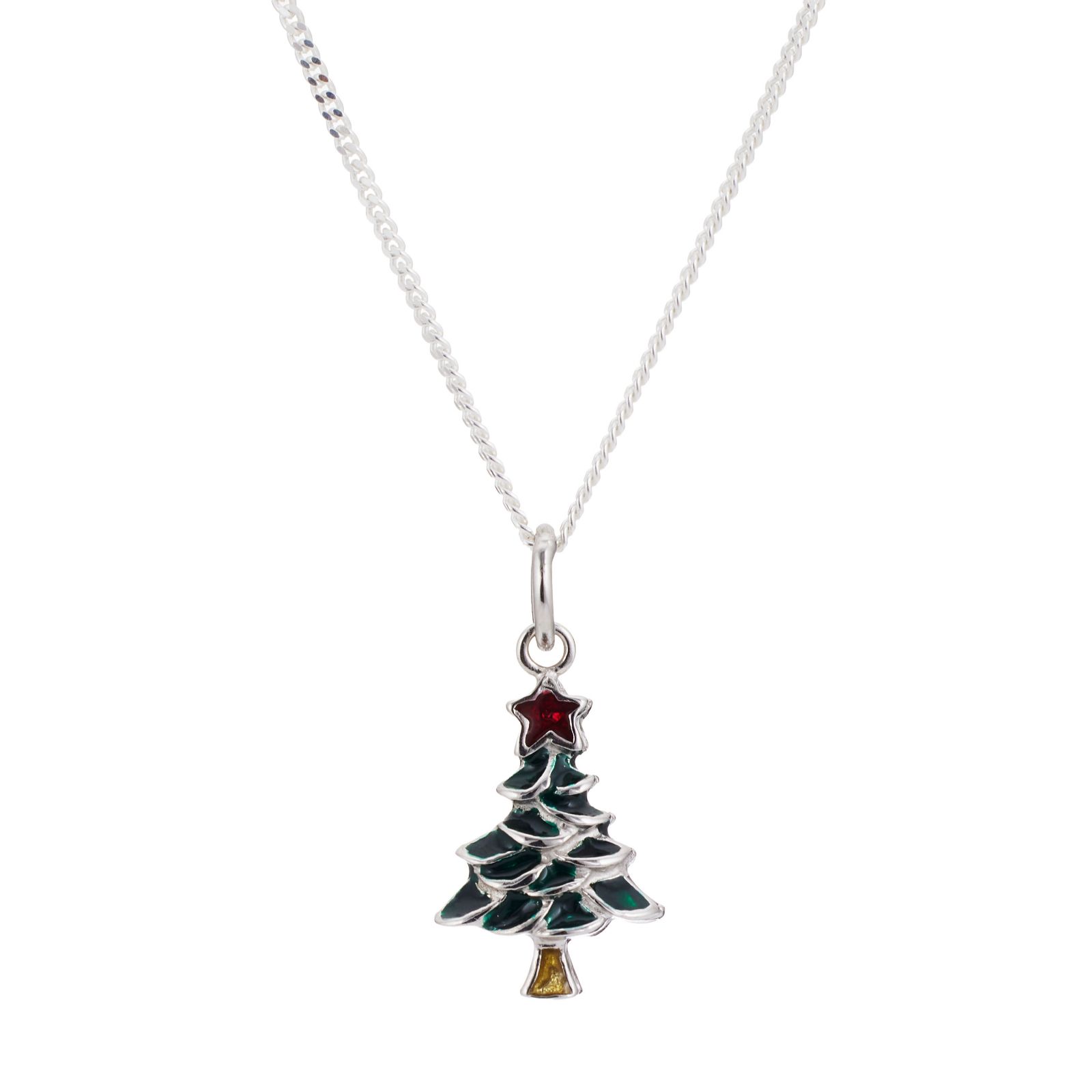 Nina B Christmas Tree Pendant Necklace Sterling Silver