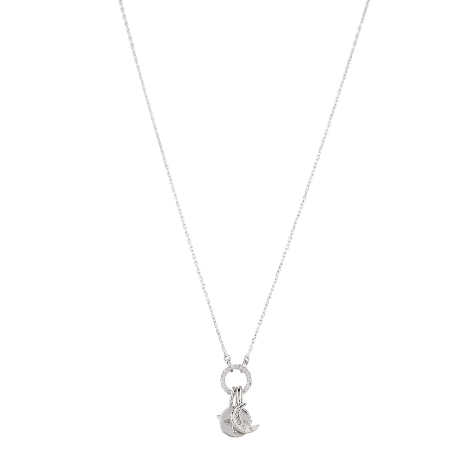 Diamonique 0.1ct tw Multi Charm Necklace Sterling Silver