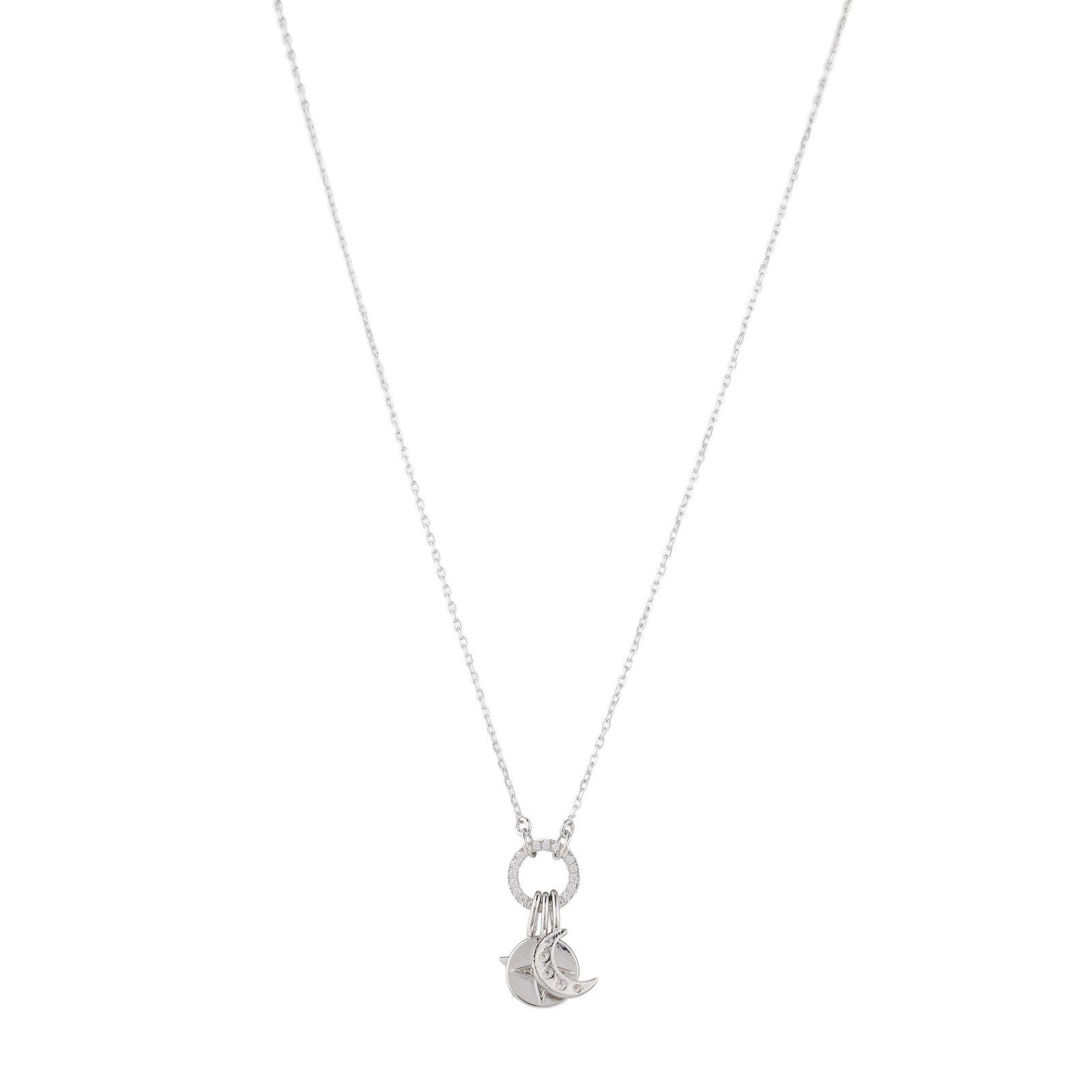 Diamonique 0.1ct tw Multi Charm Necklace Sterling Silver