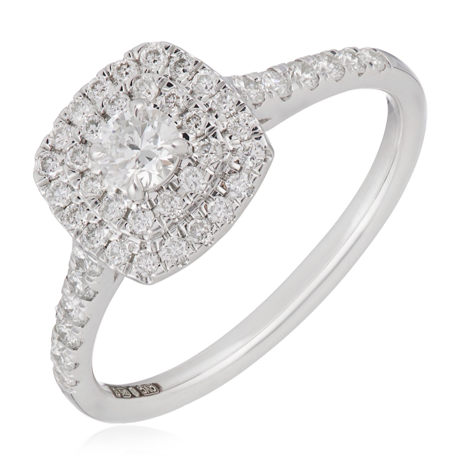 0.60ct Diamond Double Halo Ring 9ct Gold