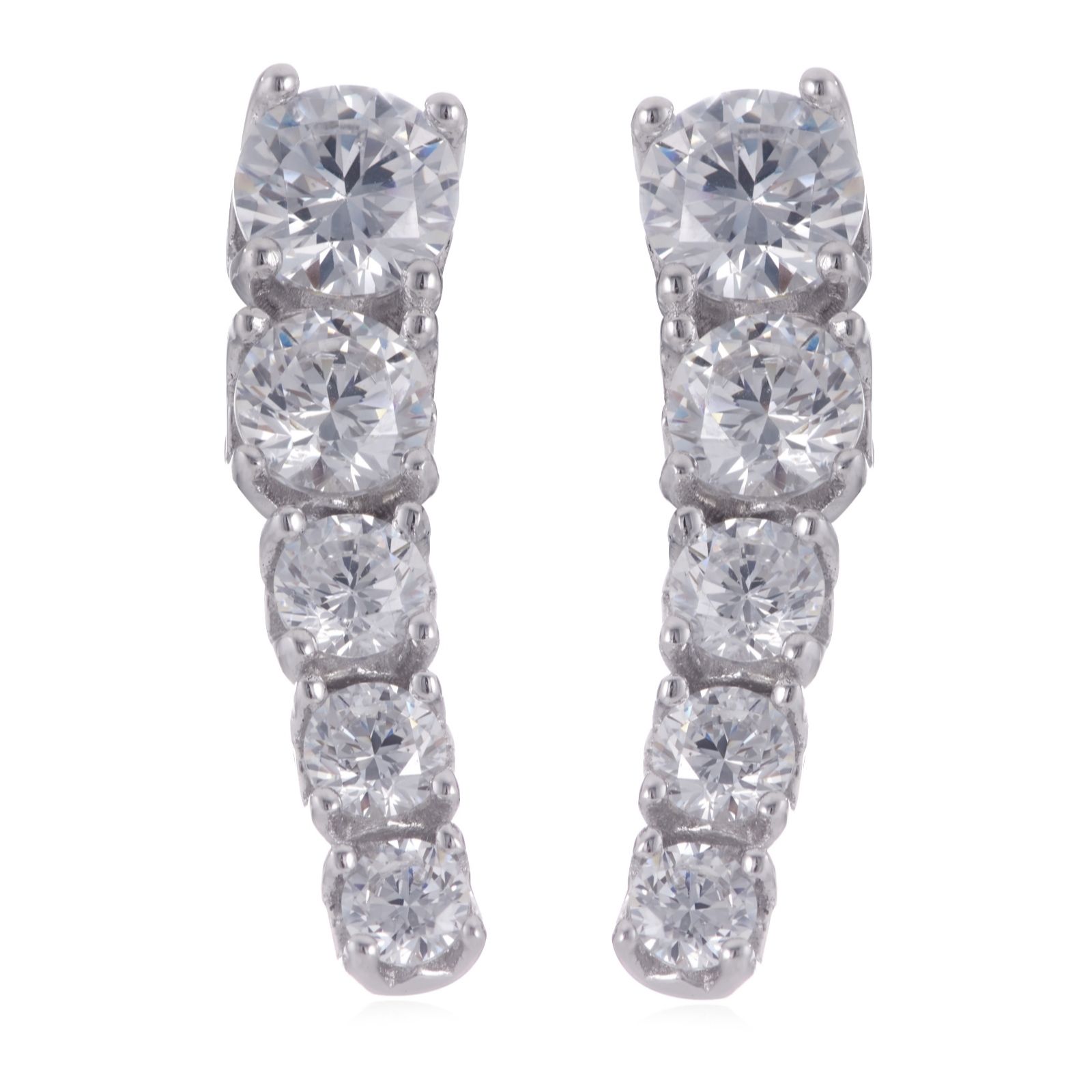 Diamonique 1.17ct Platinum Plated Mini Icon Earclimbers Sterling Silver
