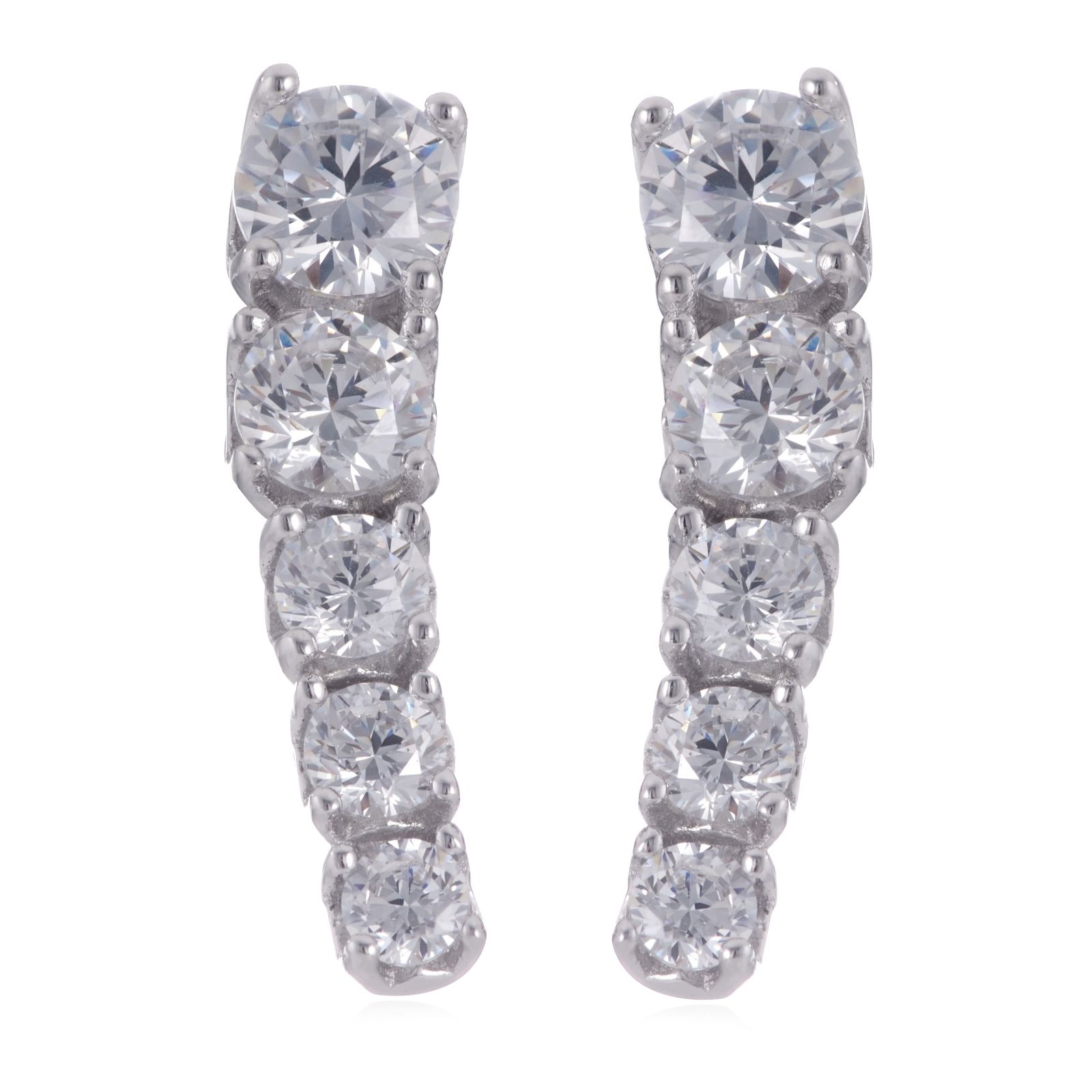 Diamonique 1.17ct Platinum Plated Mini Icon Earclimbers Sterling Silver