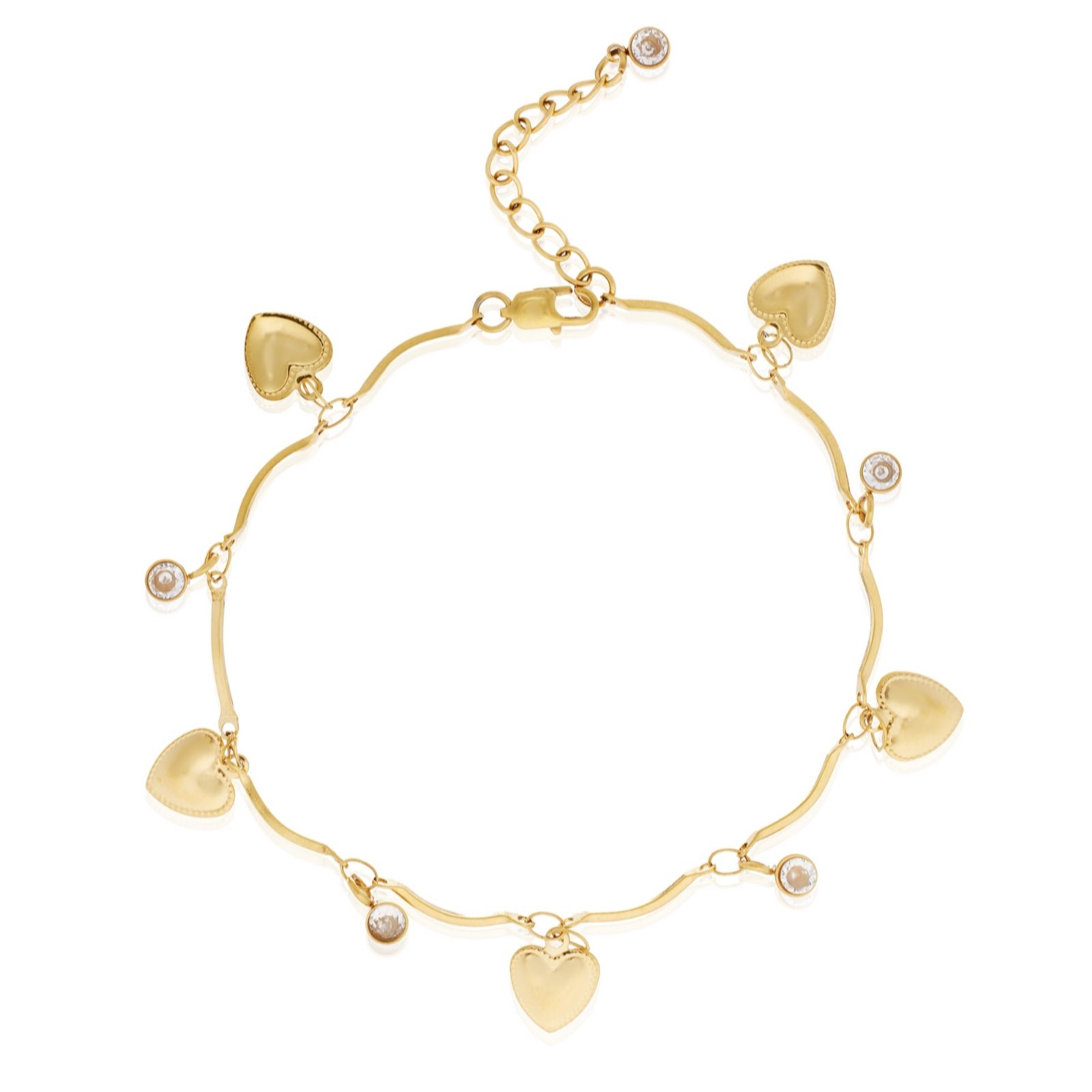 Steel by Diamonique Heart Charm Bracelet