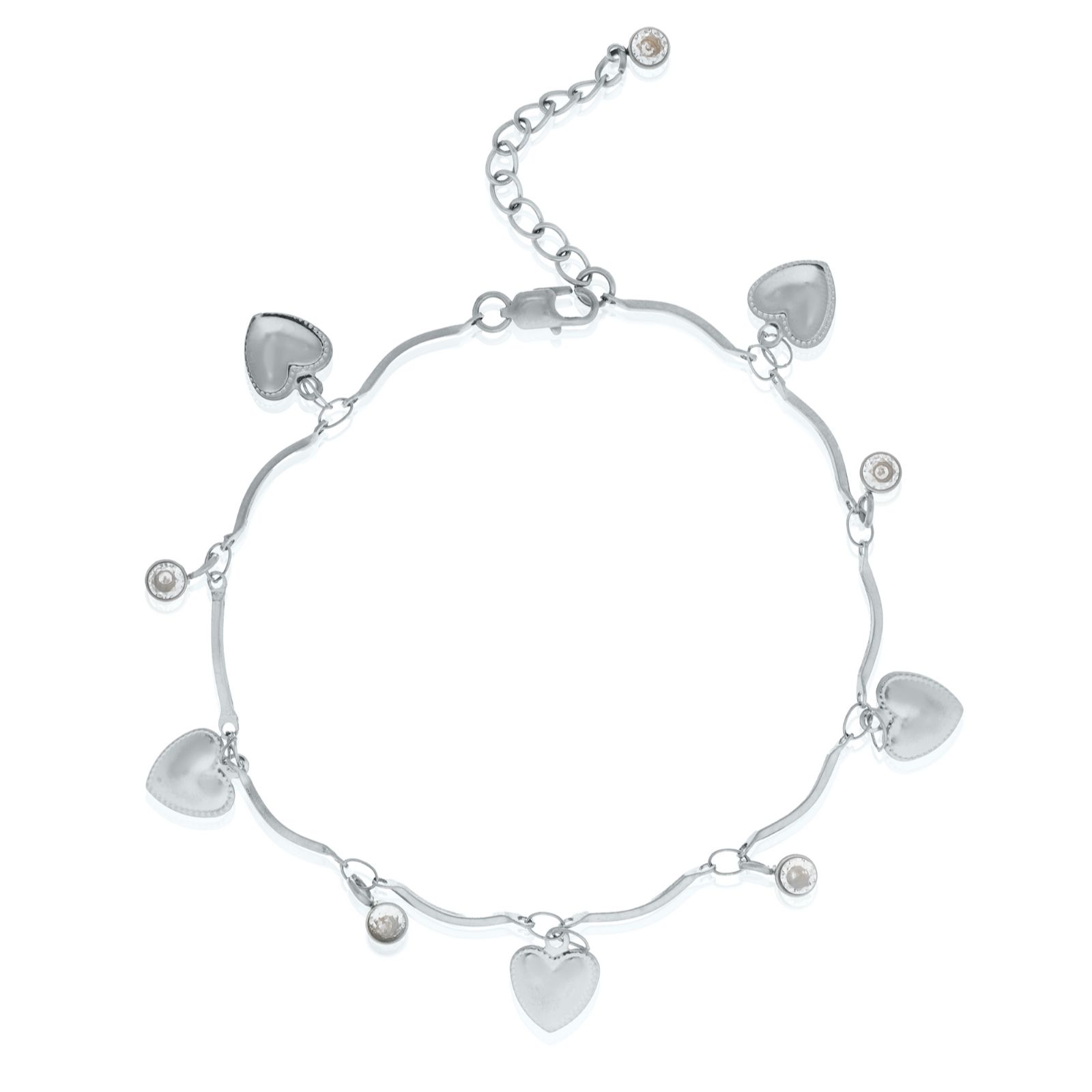 Steel by Diamonique Heart Charm Bracelet