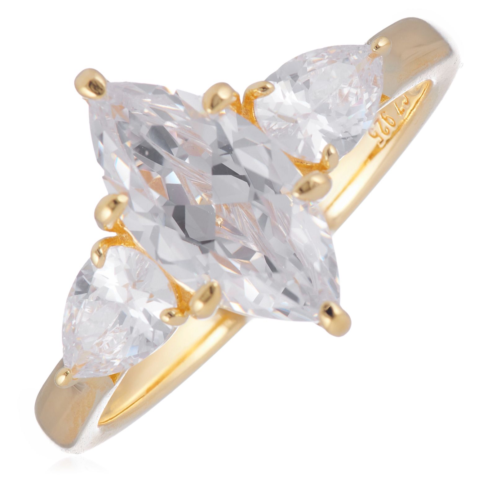 Diamonique 3ct tw Marquise Trilogy Ring Sterling Silver