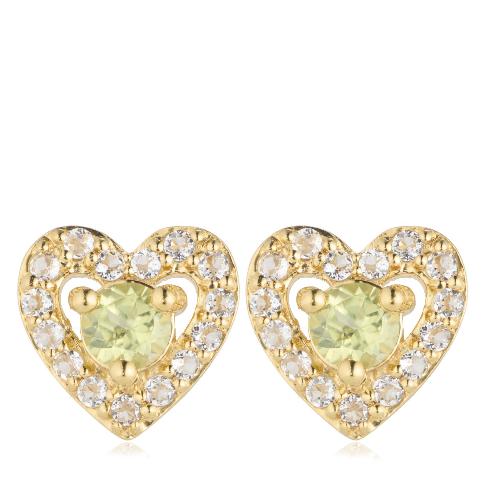 0.18ct Semi Precious Gemstone & 0.22ct White Topaz Heart Stud Earrings