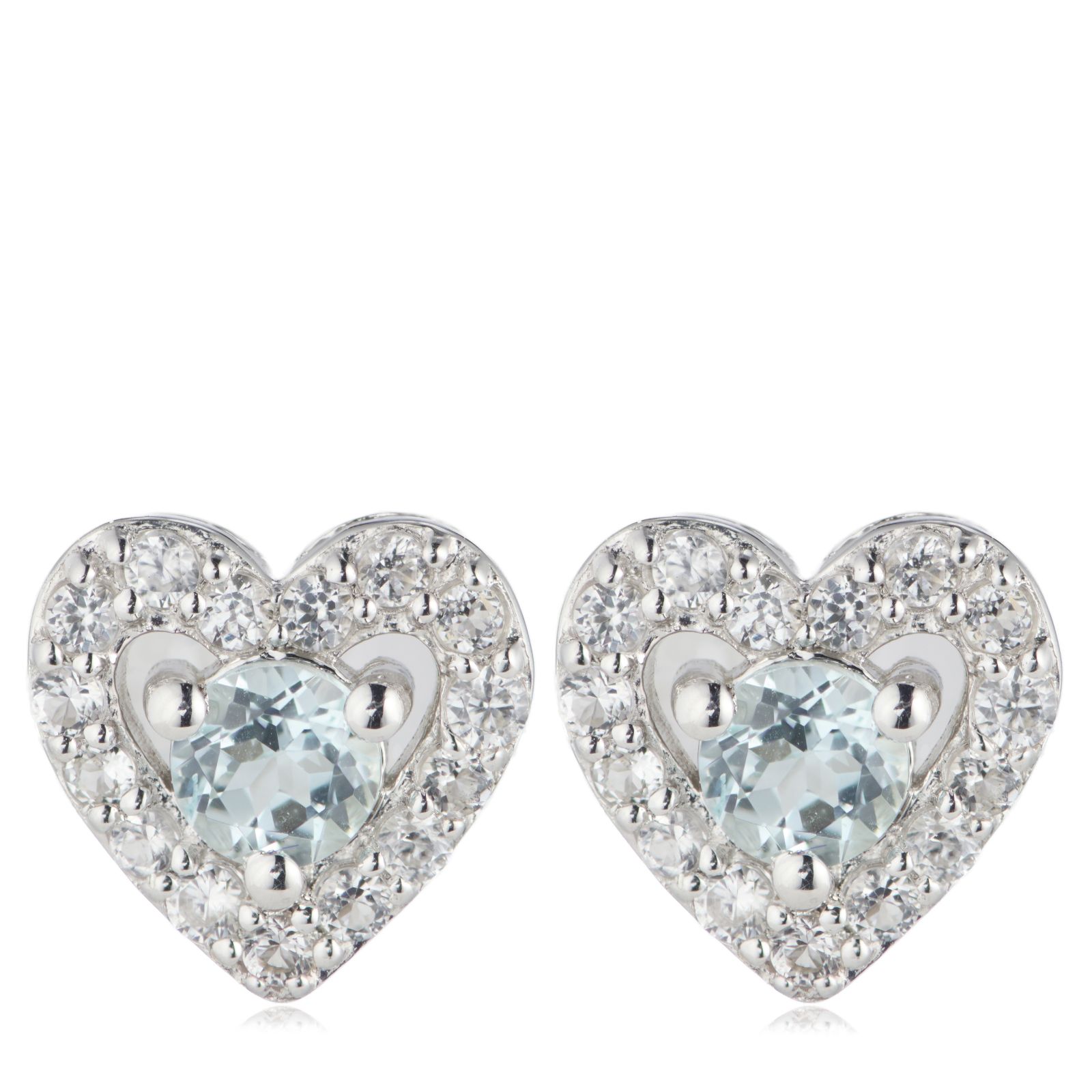 0.18ct Semi Precious Gemstone & 0.22ct White Topaz Heart Stud Earrings
