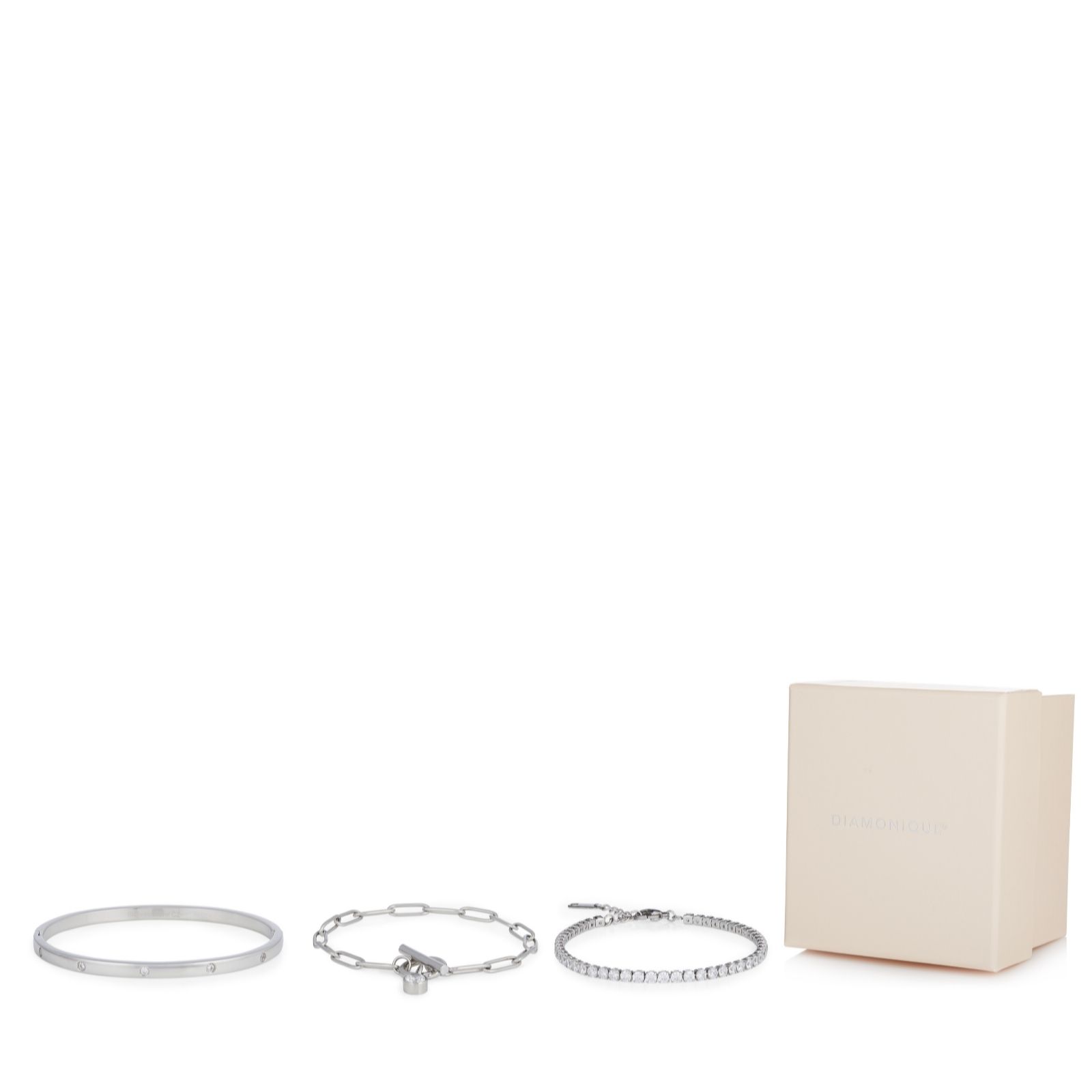 Steel by Diamonique 5.7ct tw Stainless Steel Boxed Bracelet Set - QVC UK