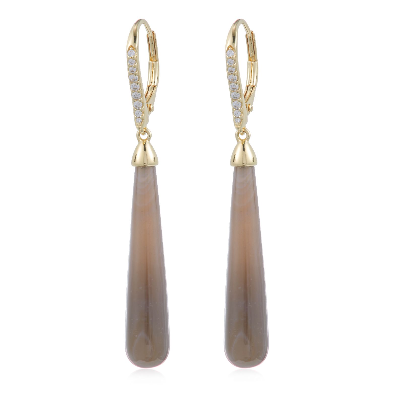 Precious by Diamonique Long Drop Leverback Earrings Sterling Silver