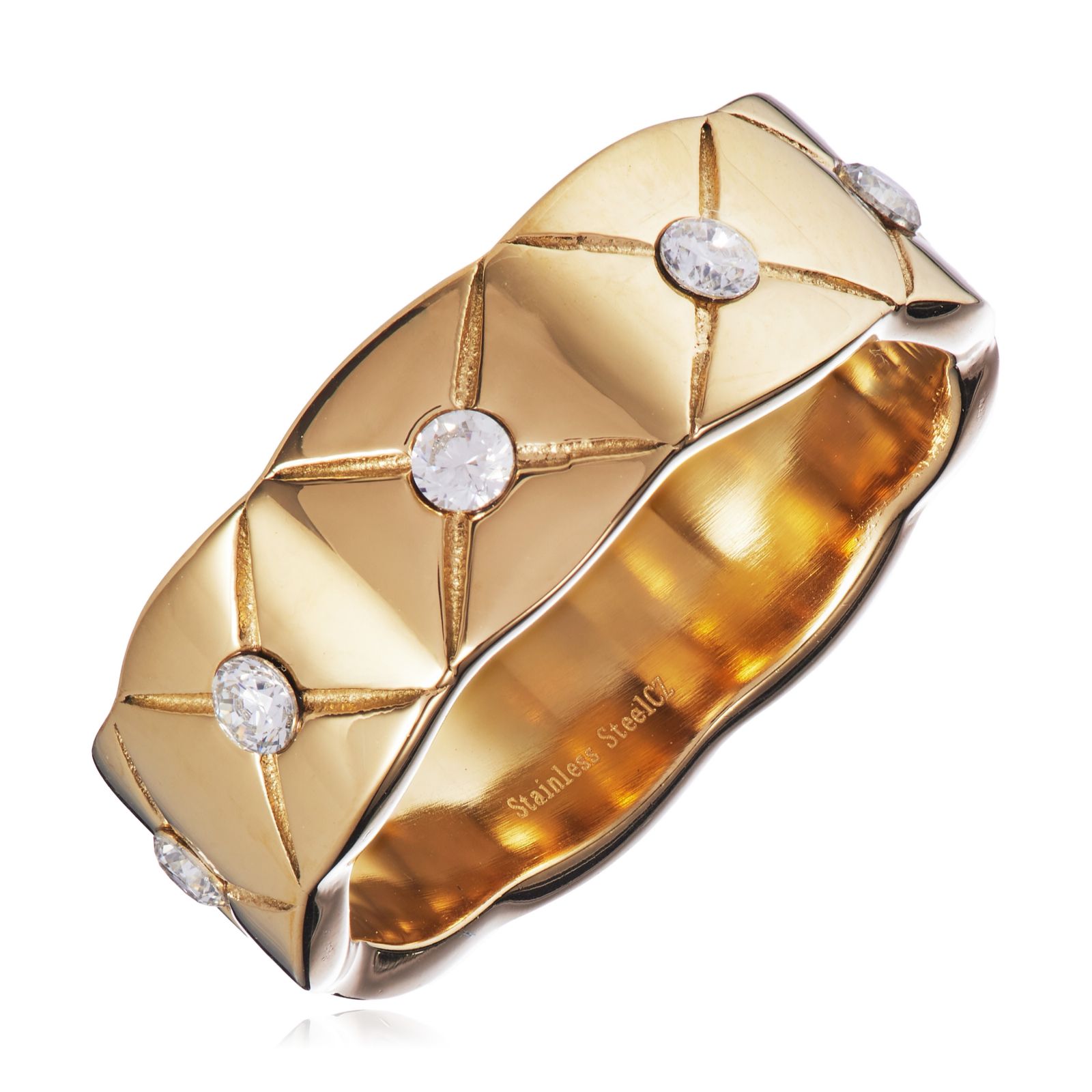 Steel by Diamonique Cushion Band Ring Stainless Steel