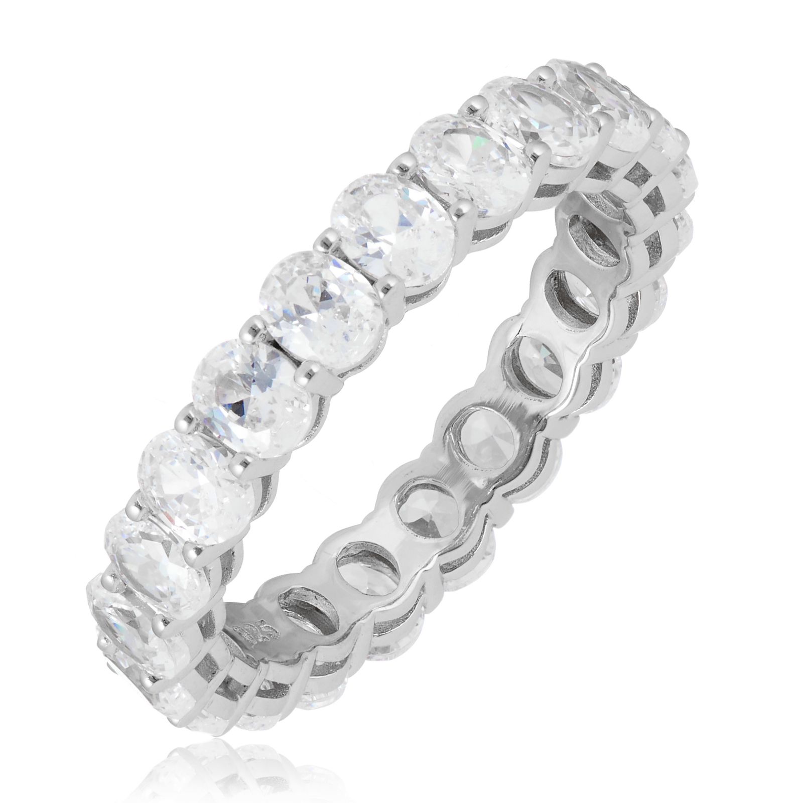 Diamonique 3.6ct tw Oval Eternity Ring Sterling Silver