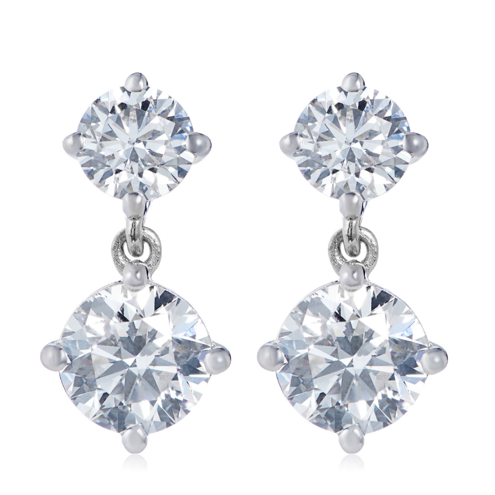Fire Light 2ct Lab Grown Diamond Two Stone Drop Earrings 9ct Gold