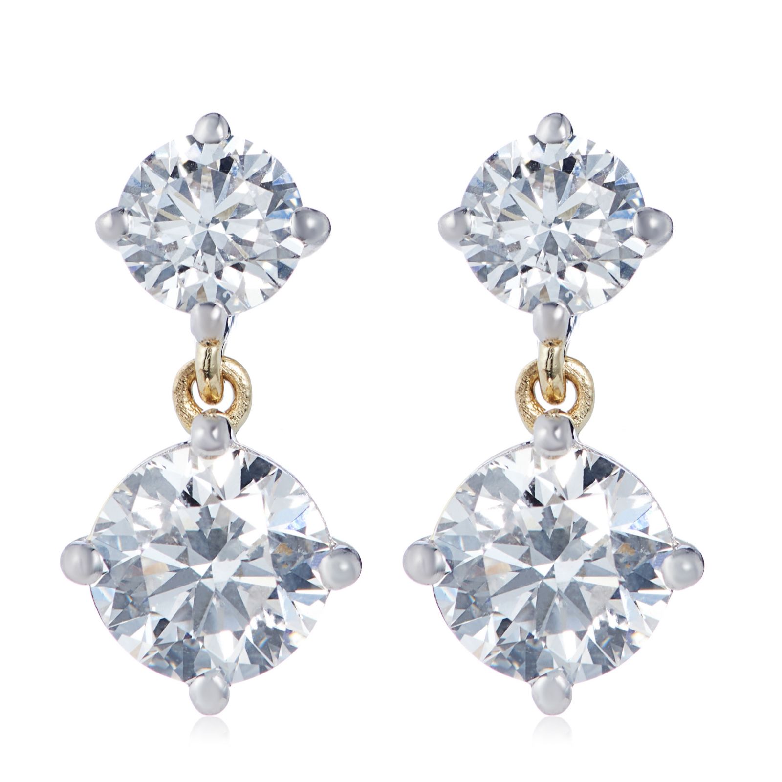 Fire Light 2ct Lab Grown Diamond Two Stone Drop Earrings 9ct Gold