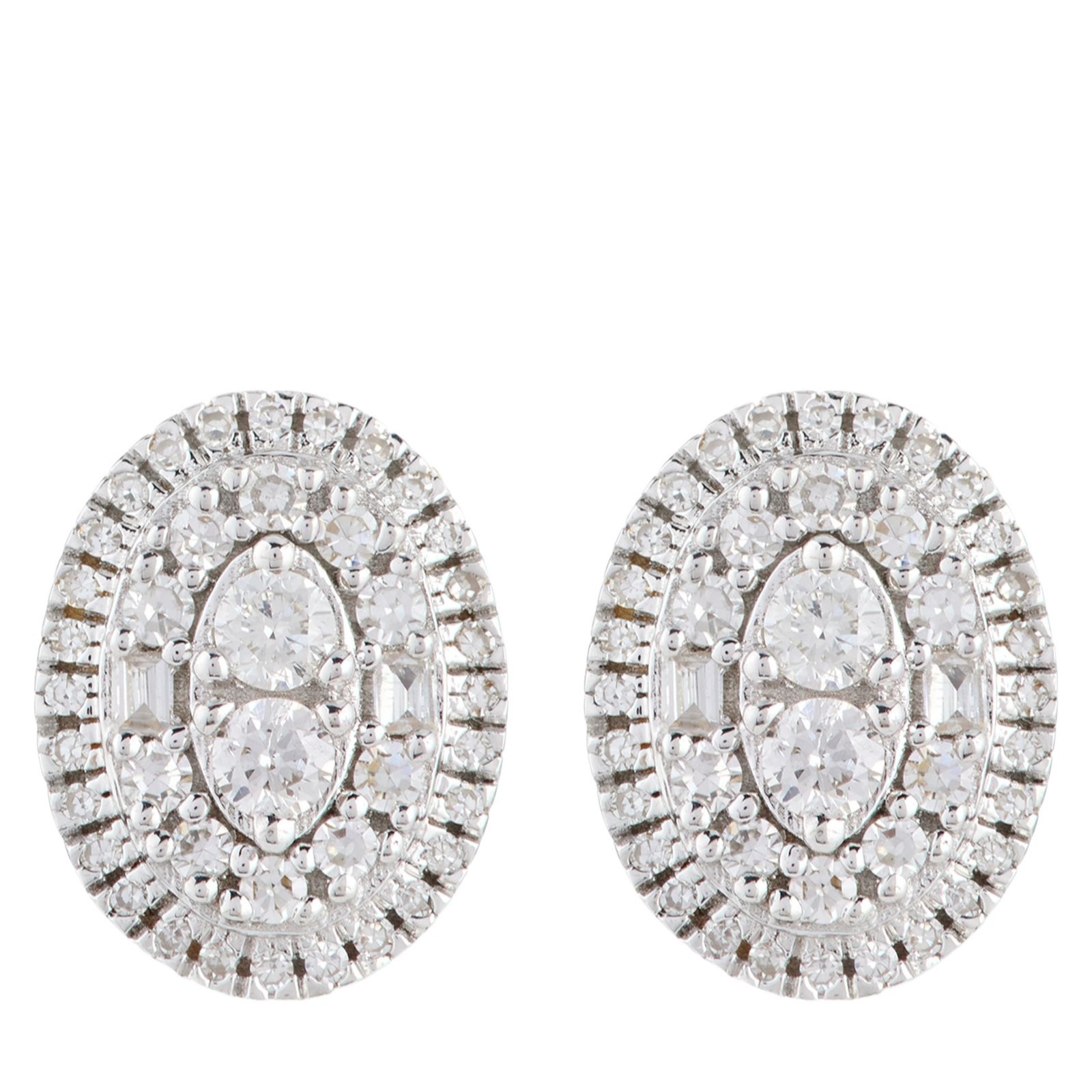 0.25ct Diamond Mixed Cut Oval Stud Earrings 9ct Gold