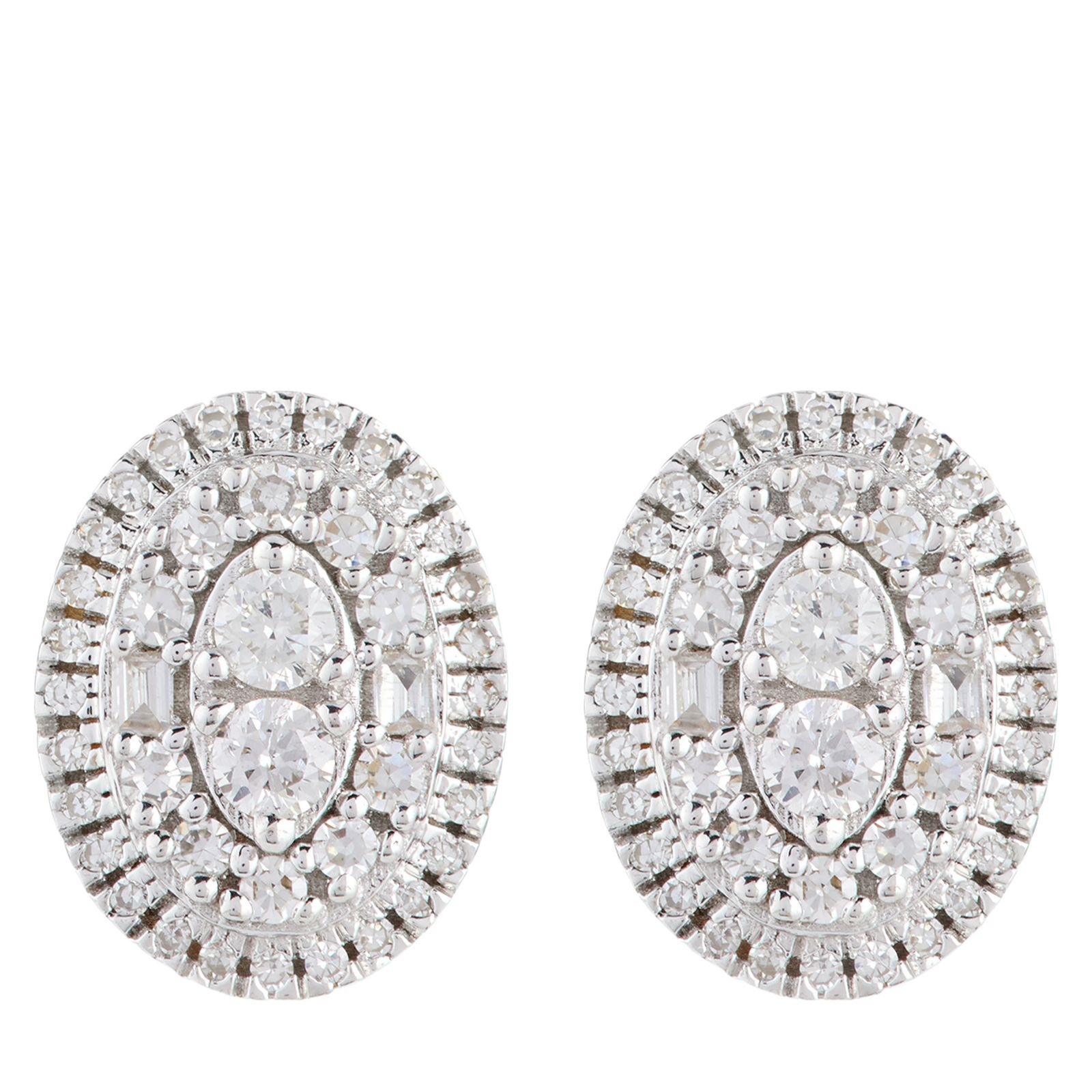 0.25ct Diamond Mixed Cut Oval Stud Earrings 9ct Gold