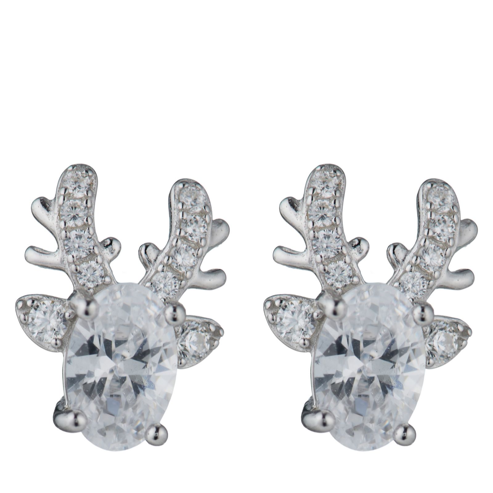 Diamonique 1ct tw Reindeer Earrings Sterling Silver