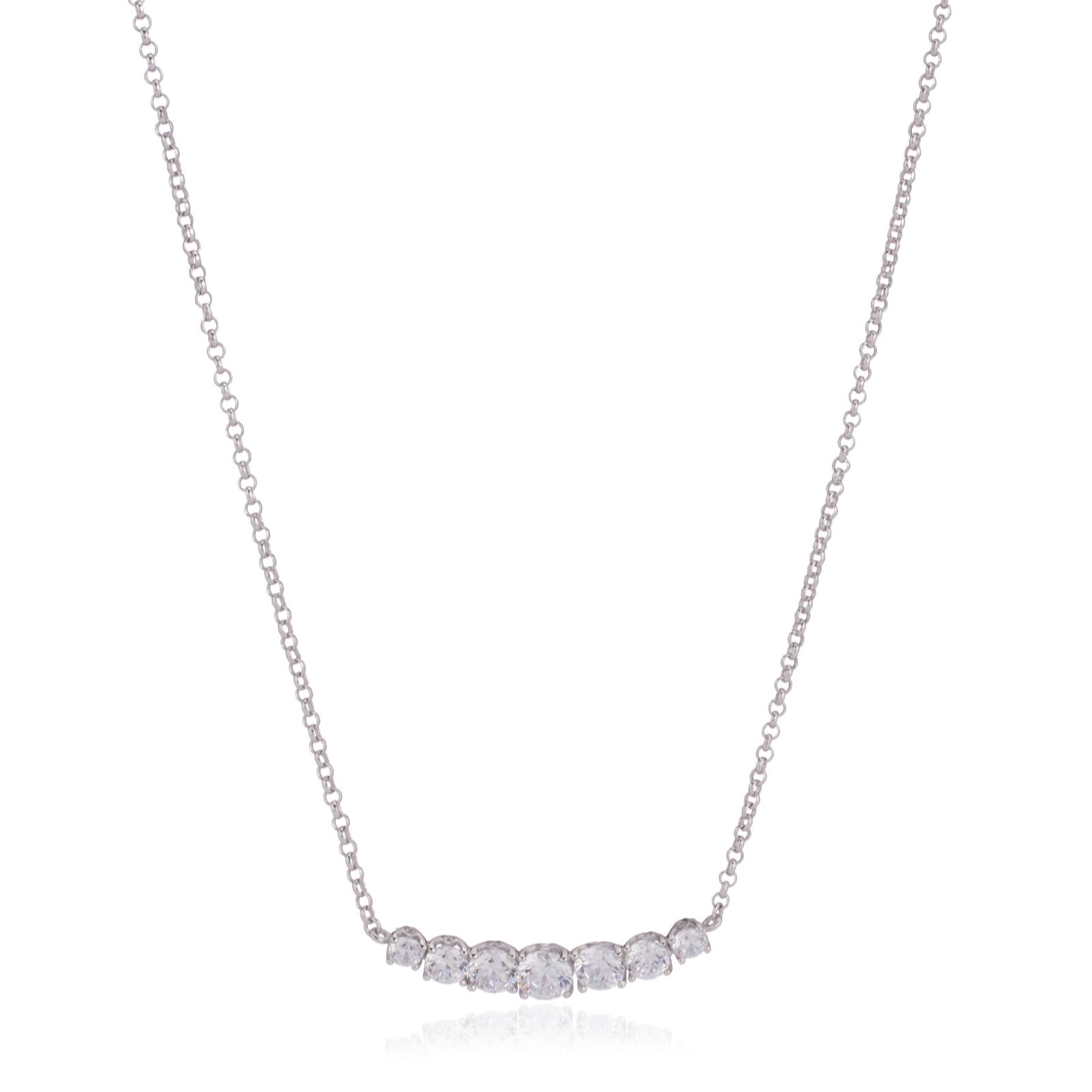 Diamonique 1ct tw Platinum Plated Mini Icon Pendant & Chain Sterling Silver