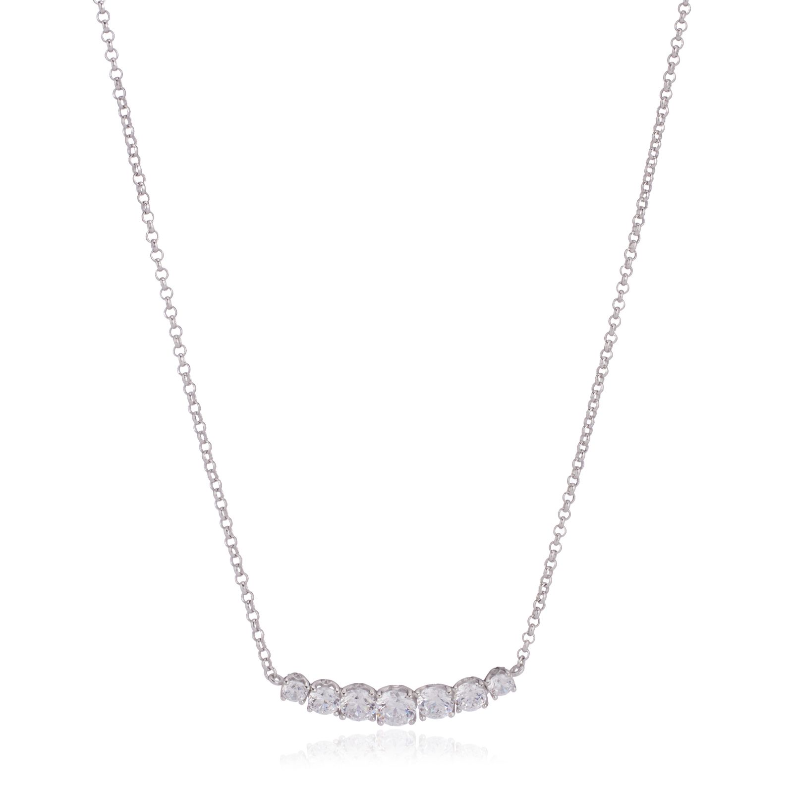 Diamonique 1ct tw Platinum Plated Mini Icon Pendant & Chain Sterling Silver